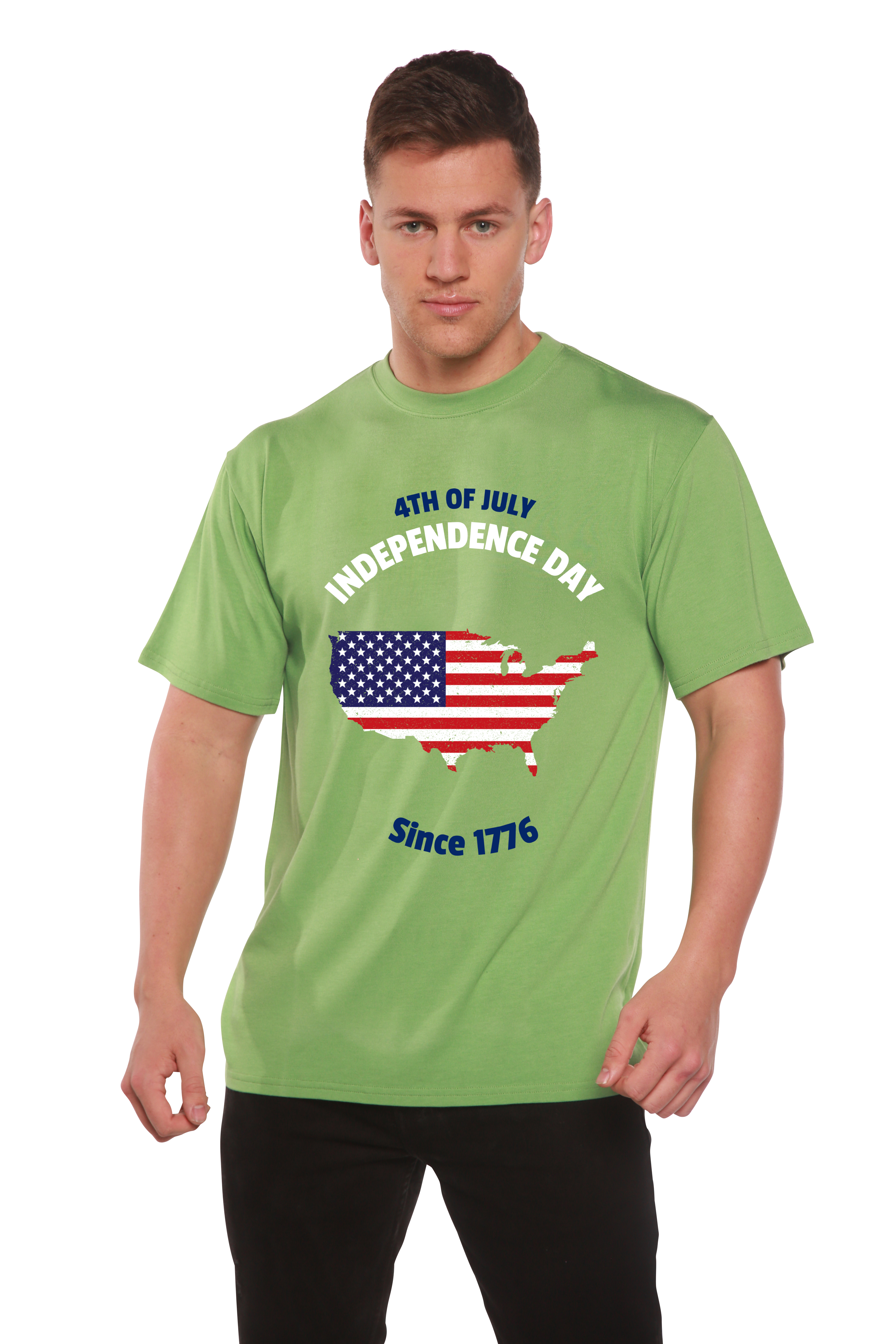 Camiseta gráfica de manga corta para hombre del 4 de julio de bambú/algodón orgánico