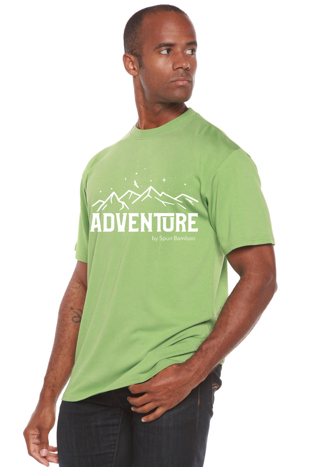 Camiseta de Manga Corta Estampada de Viscosa de Bambú/Algodón Orgánico "Adventure" para Hombre