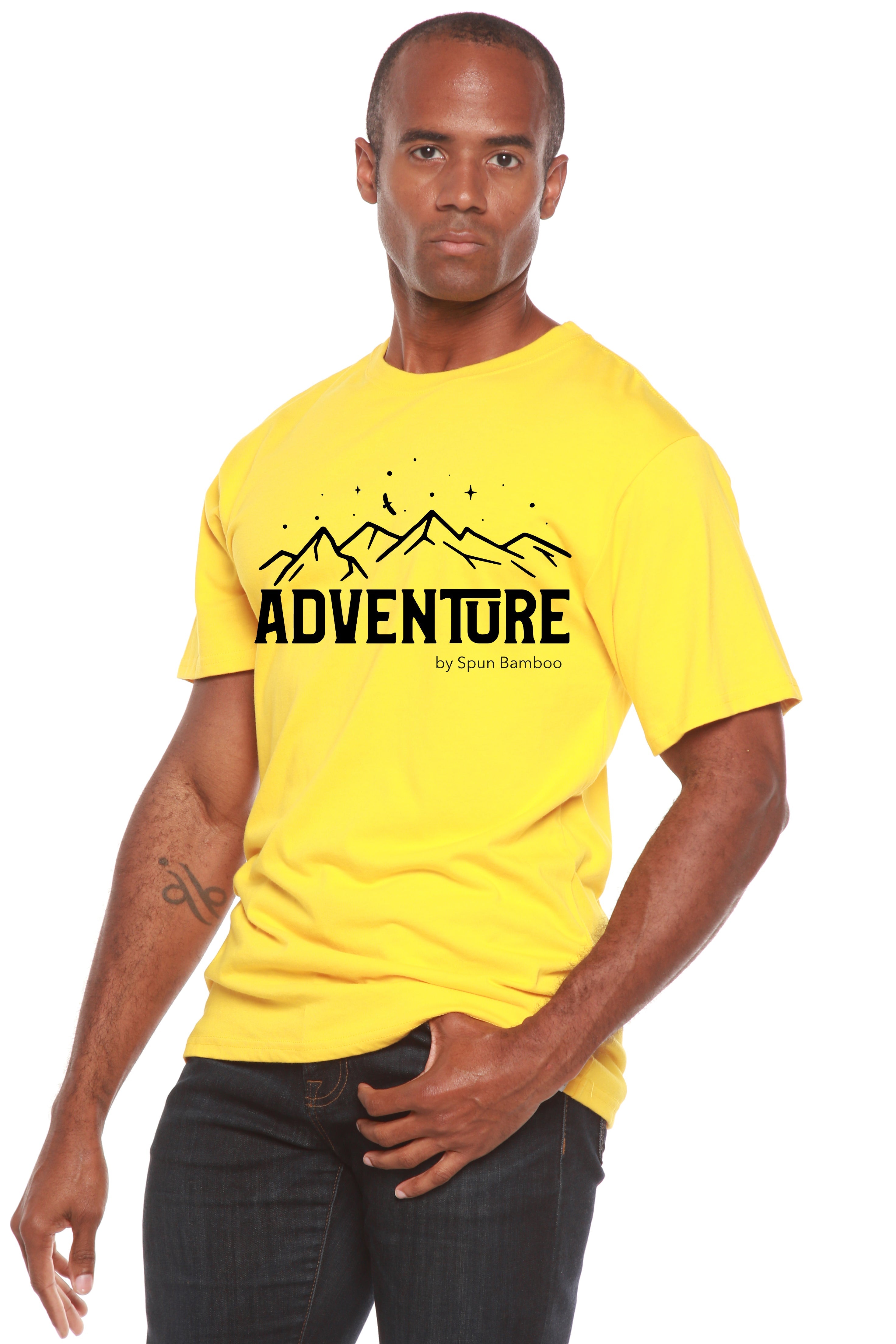 Camiseta de Manga Corta Estampada de Viscosa de Bambú/Algodón Orgánico "Adventure" para Hombre