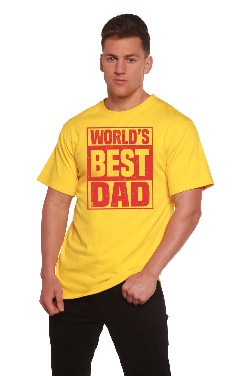 Camiseta Gráfica de Manga Corta para Hombre de Viscosa de Bambú y Algodón Orgánico "El Mejor Papá del Mundo"