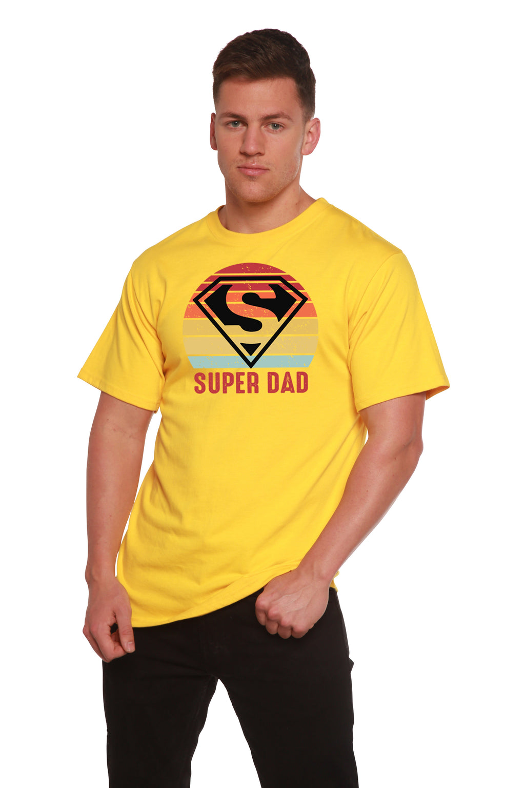 Camiseta gráfica de manga corta para hombre "Super Papá" de bambú viscosa/algodón orgánico