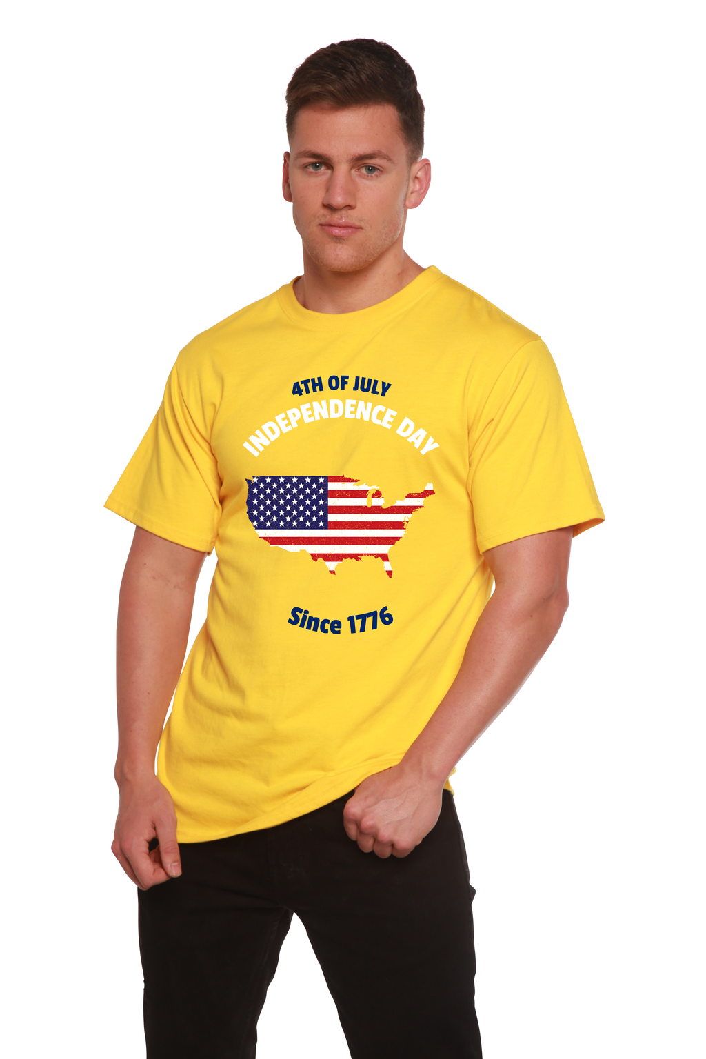Camiseta gráfica de manga corta para hombre del 4 de julio de bambú/algodón orgánico