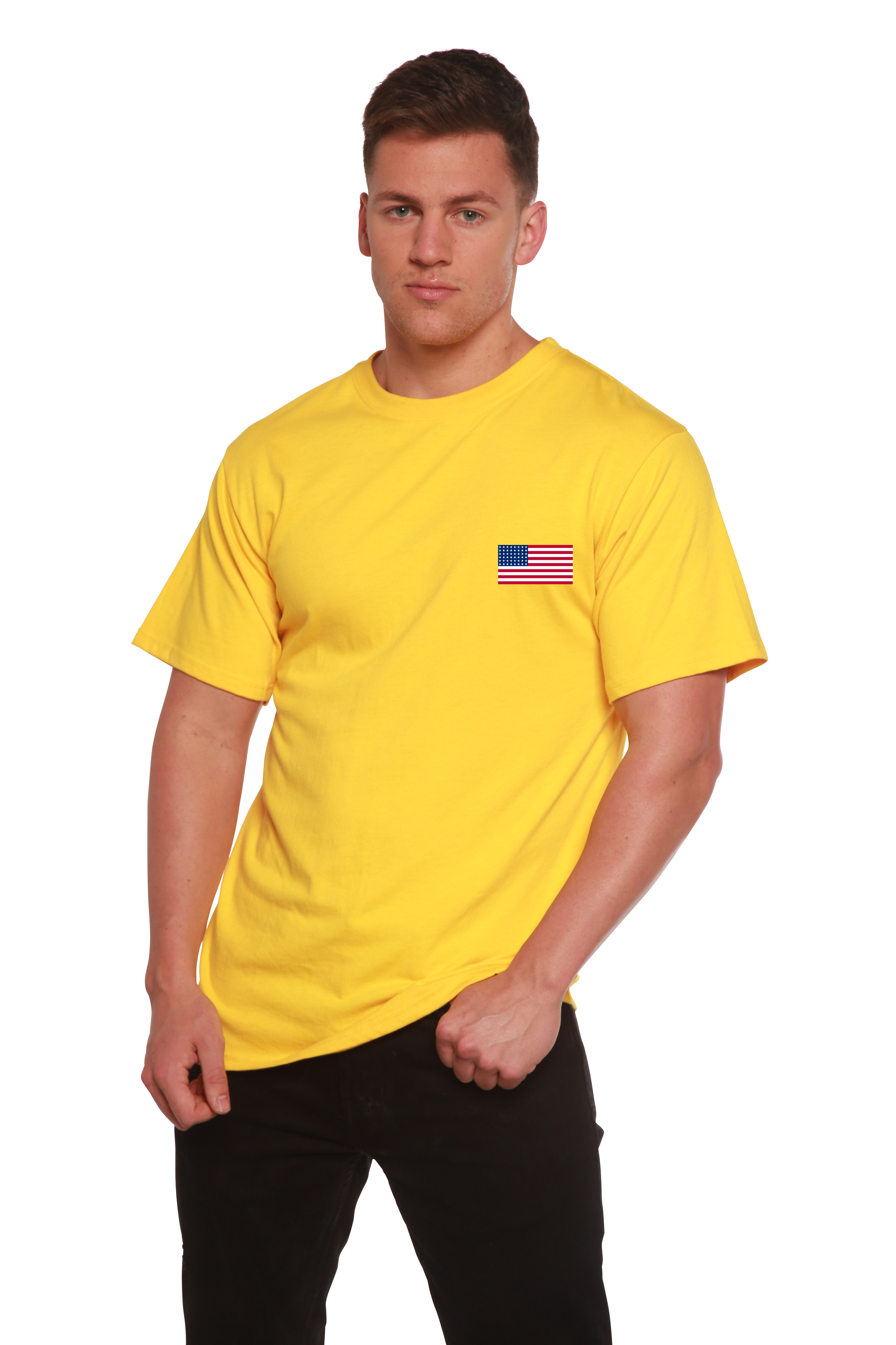 Camiseta gráfica de manga corta de bambú/algodón orgánico para hombre con la bandera estadounidense