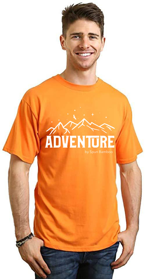 Camiseta de Manga Corta Estampada de Viscosa de Bambú/Algodón Orgánico "Adventure" para Hombre