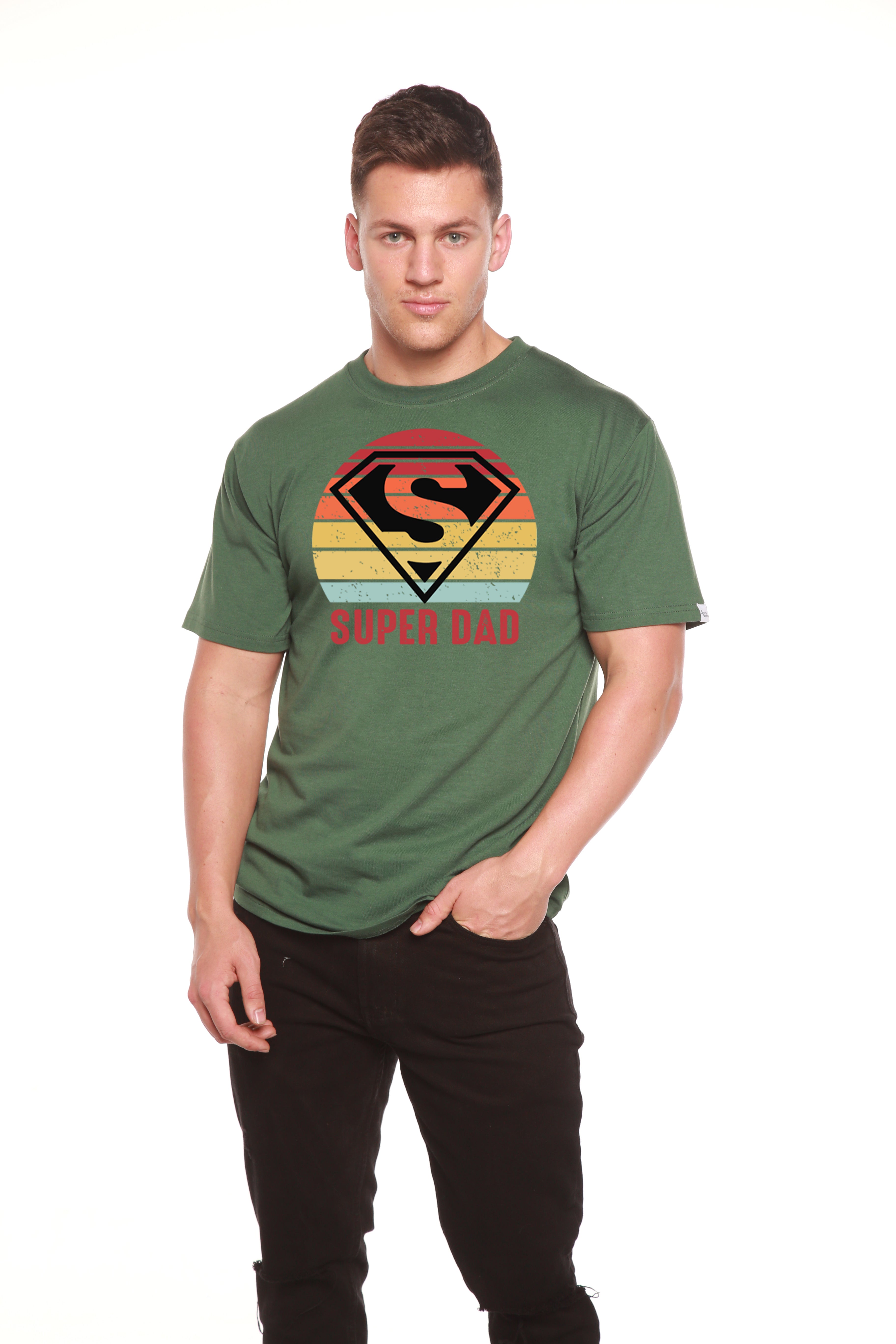 Camiseta gráfica de manga corta para hombre "Super Papá" de bambú viscosa/algodón orgánico