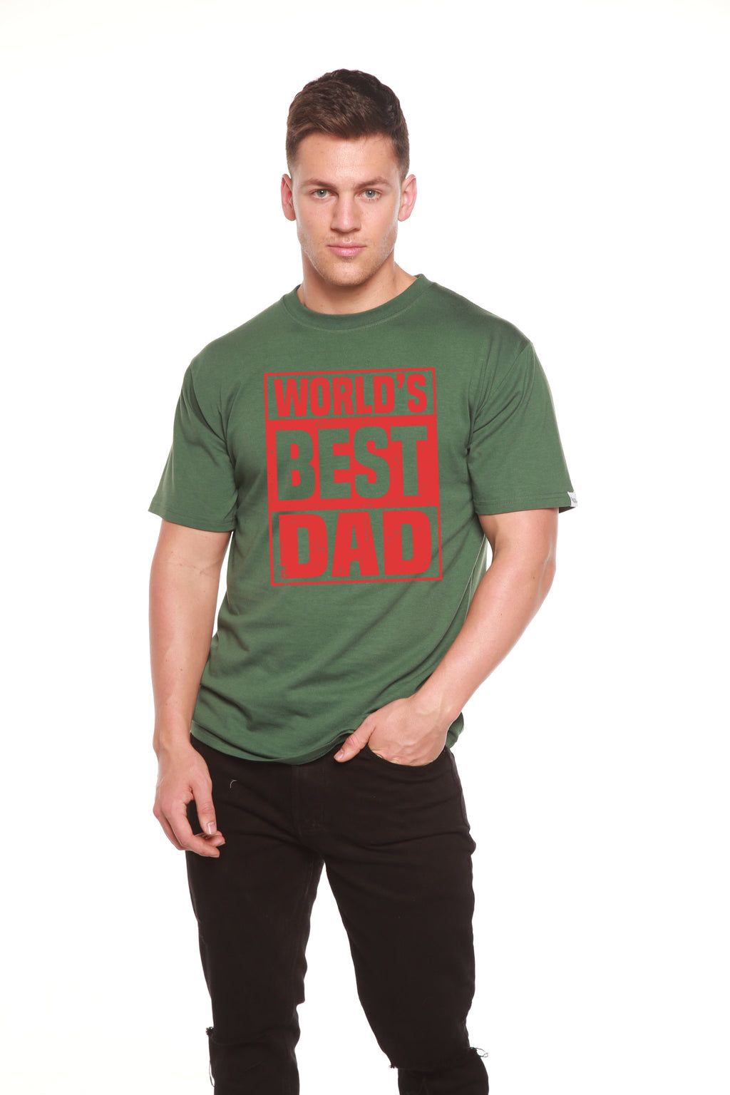 Camiseta Gráfica de Manga Corta para Hombre de Viscosa de Bambú y Algodón Orgánico "El Mejor Papá del Mundo"
