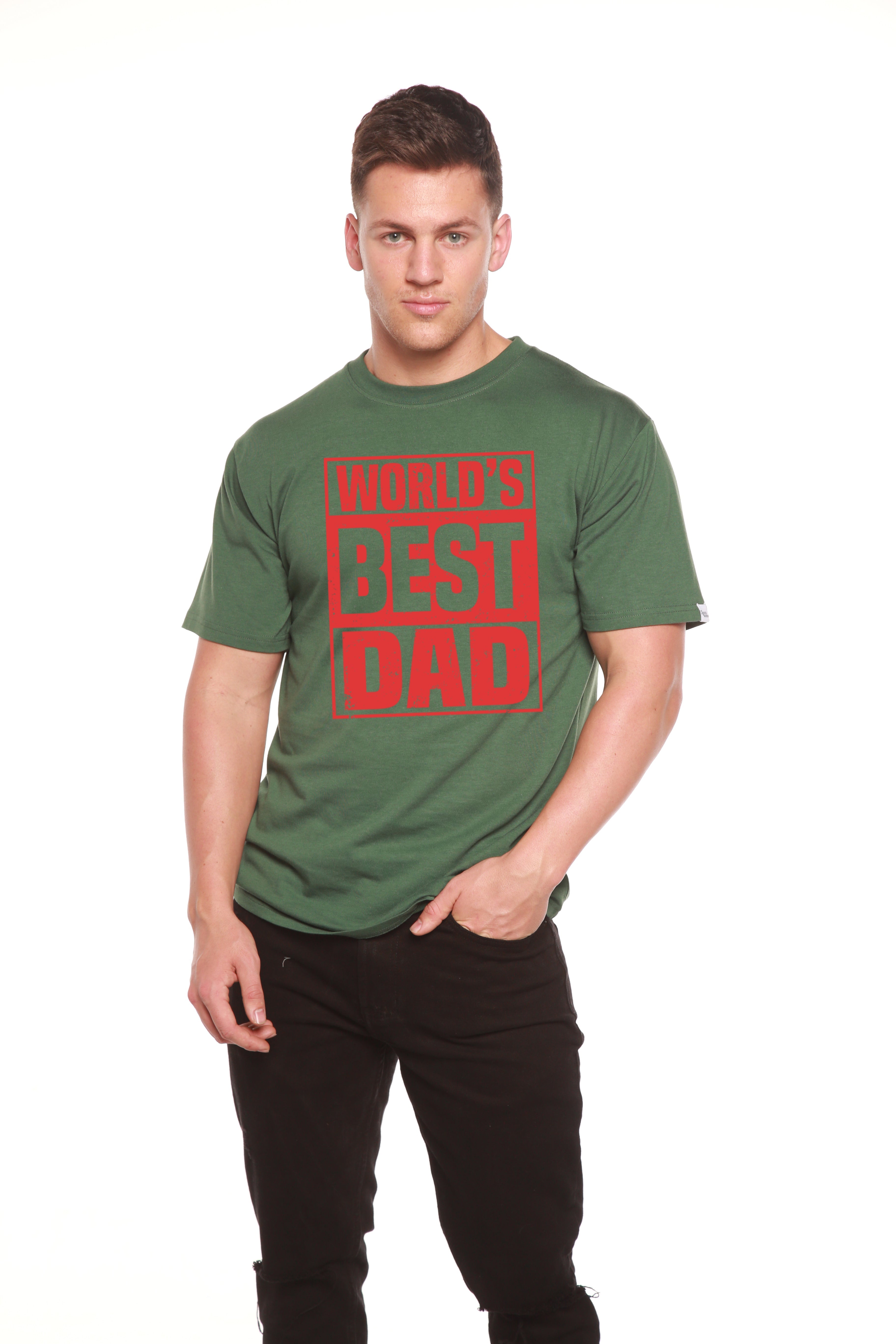 Camiseta Gráfica de Manga Corta para Hombre de Viscosa de Bambú y Algodón Orgánico "El Mejor Papá del Mundo"