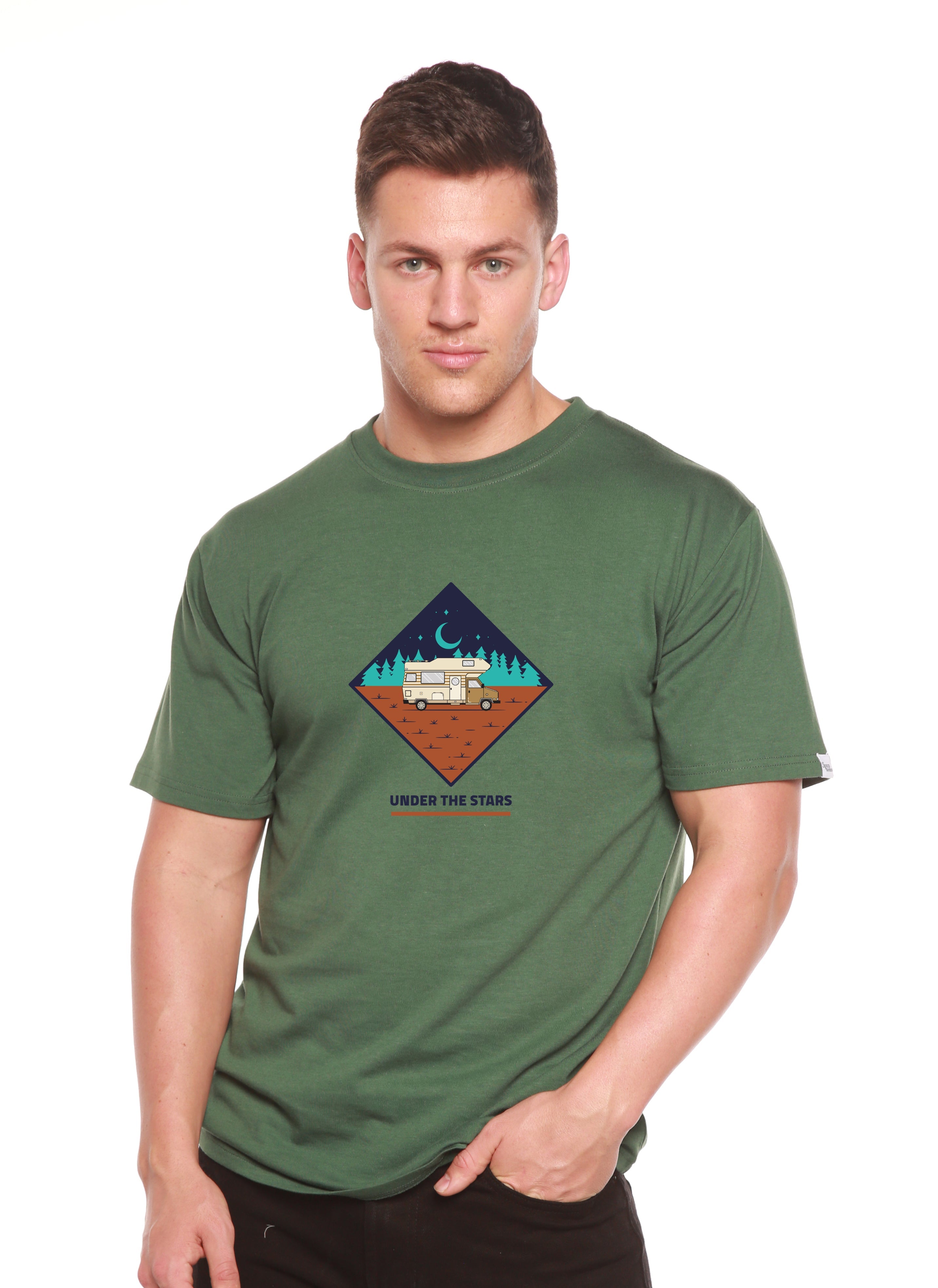 Camiseta estampada de manga corta de bambú para hombre Under The Stars
