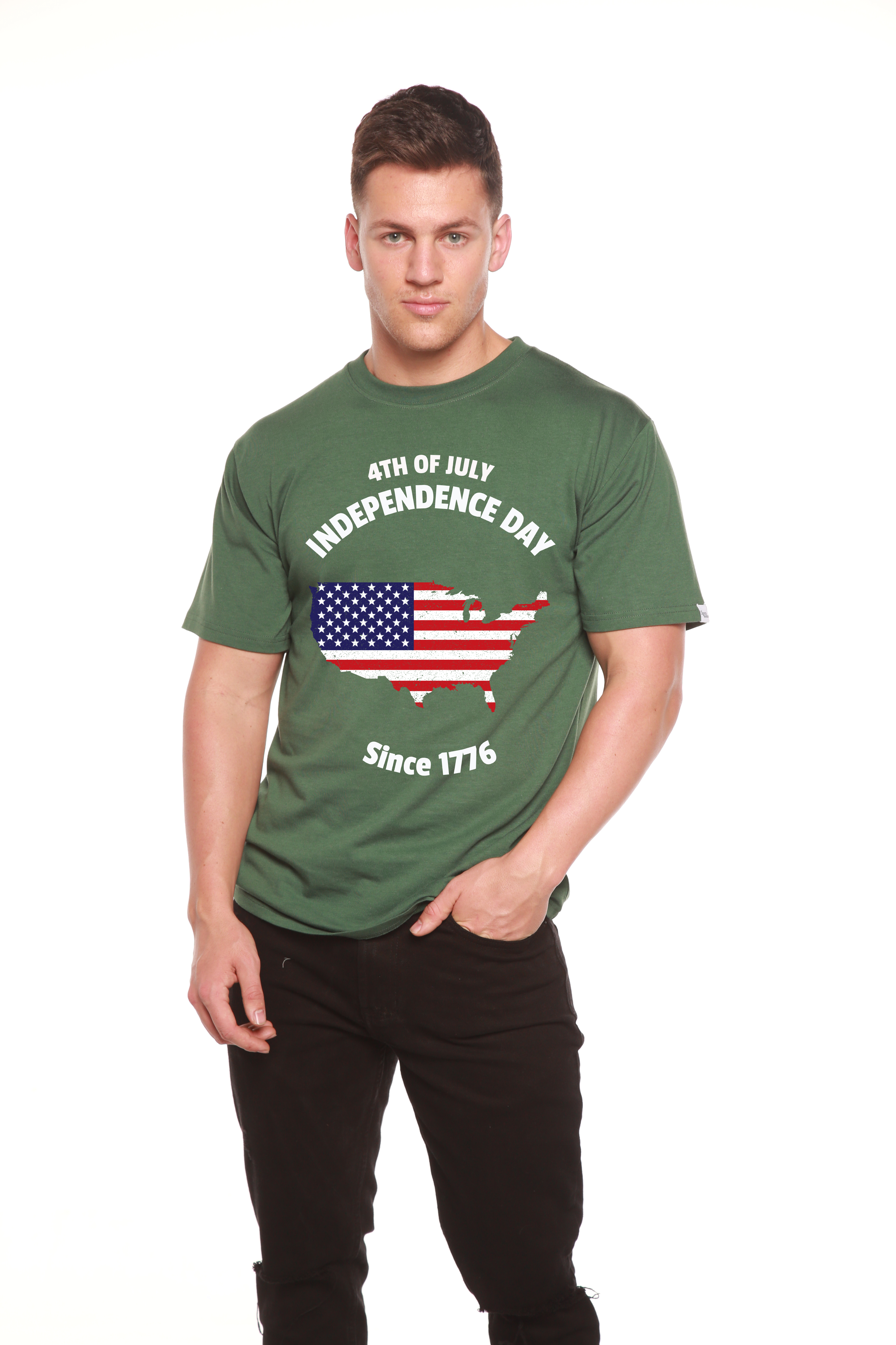 Camiseta gráfica de manga corta para hombre del 4 de julio de bambú/algodón orgánico