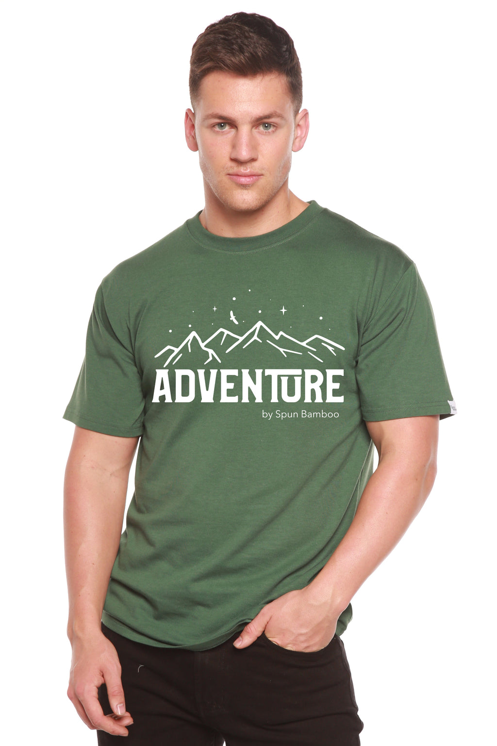 Camiseta de Manga Corta Estampada de Viscosa de Bambú/Algodón Orgánico "Adventure" para Hombre