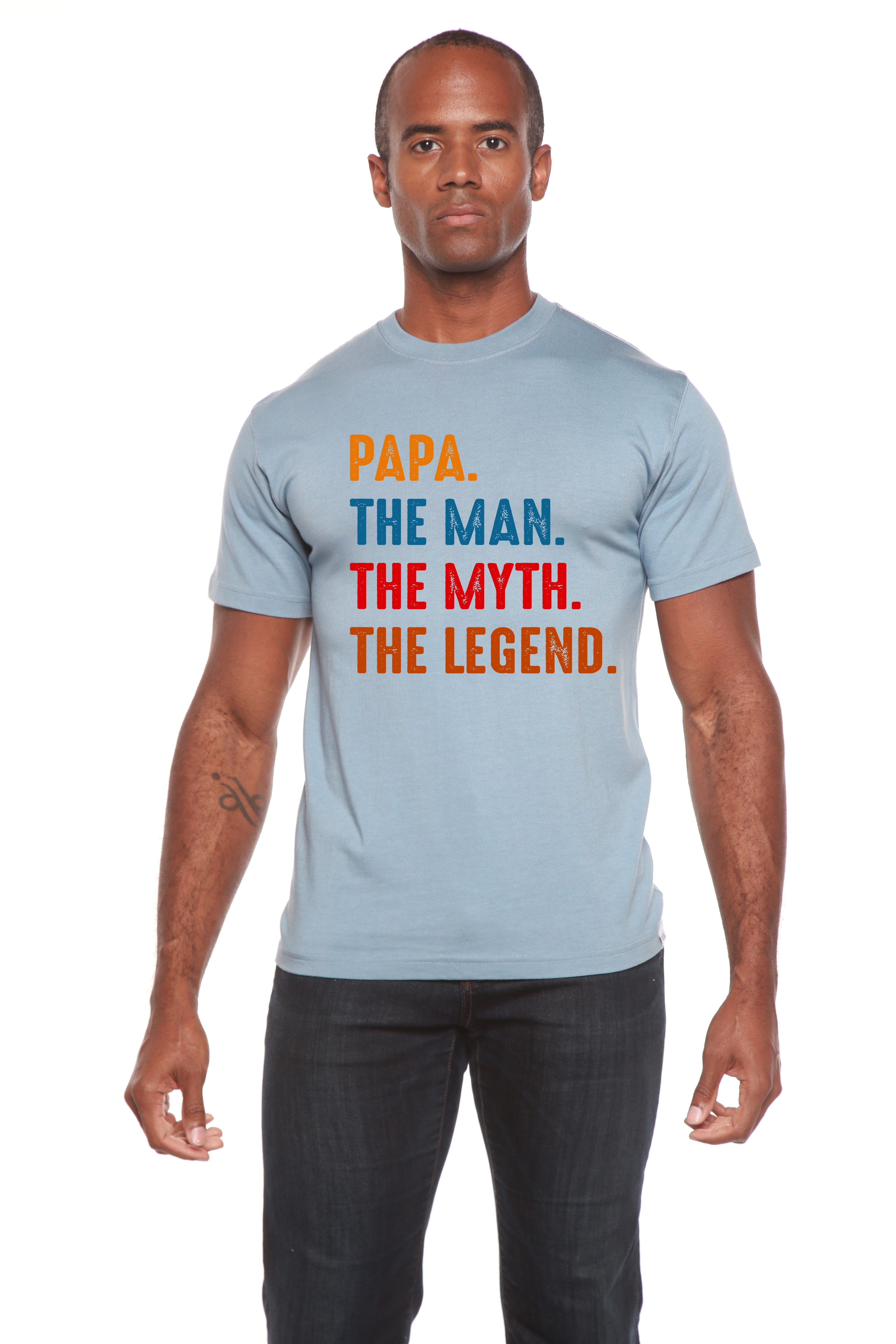 Papa, el Hombre, el Mito, la Leyenda Camiseta gráfica de manga corta de viscosa de bambú/algodón orgánico para hombre
