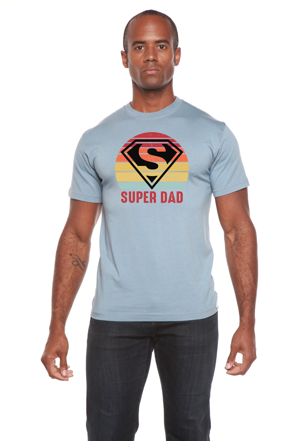 Camiseta gráfica de manga corta para hombre "Super Papá" de bambú viscosa/algodón orgánico