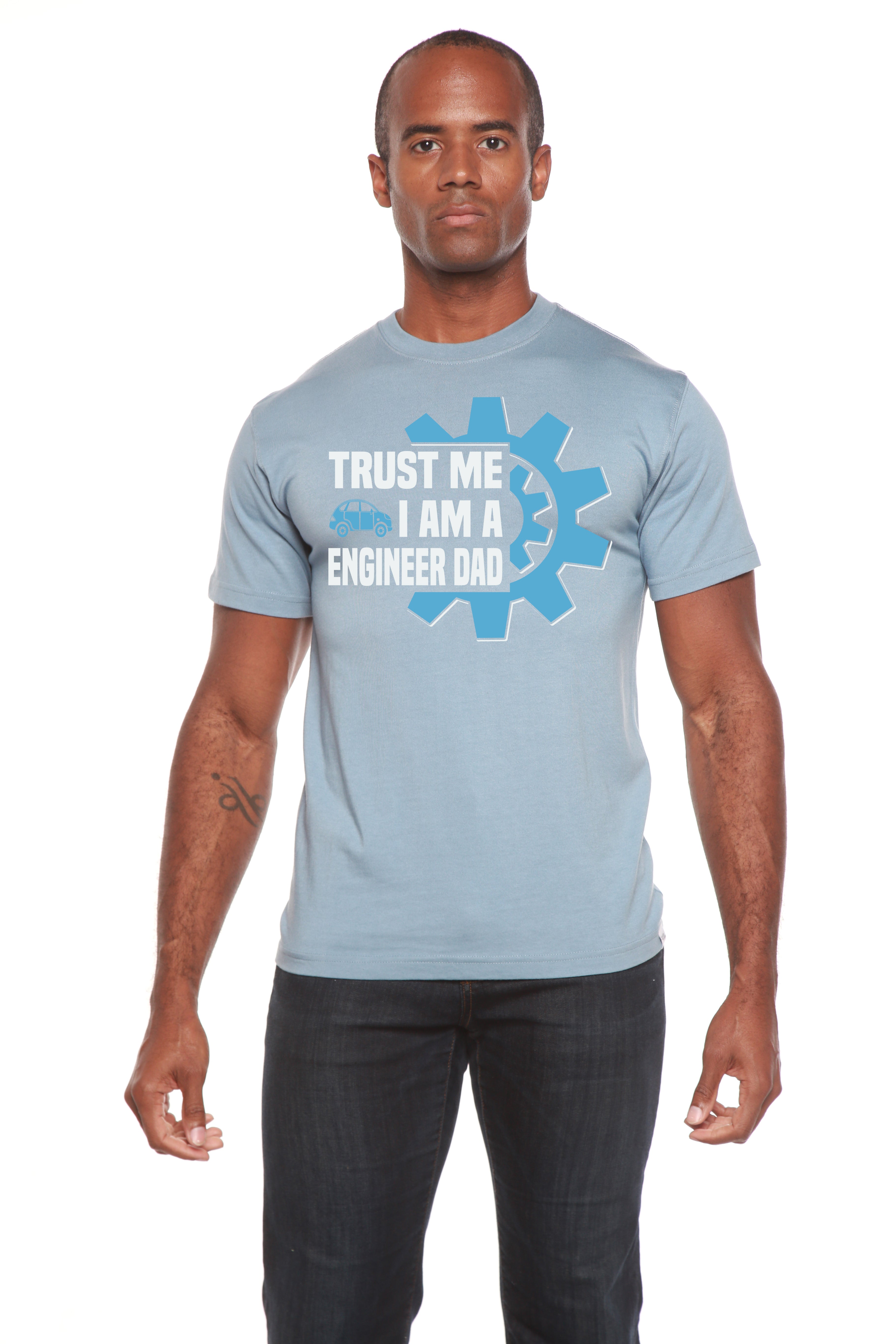 Confía en Mí, Soy un Papá Ingeniero. Camiseta Gráfica de Manga Corta de Viscosa de Bambú/Algodón Orgánico para Hombre