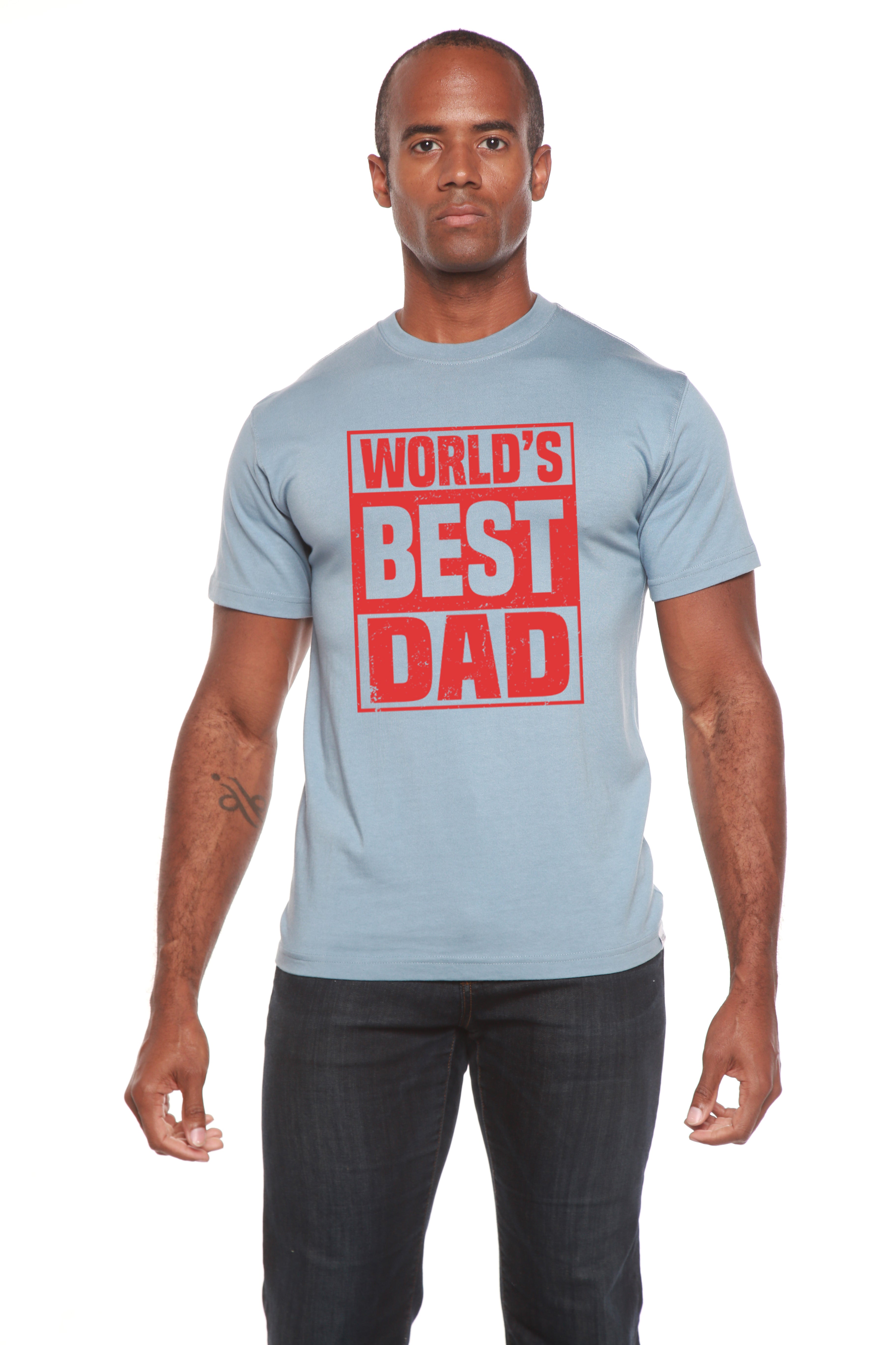 Camiseta Gráfica de Manga Corta para Hombre de Viscosa de Bambú y Algodón Orgánico "El Mejor Papá del Mundo"