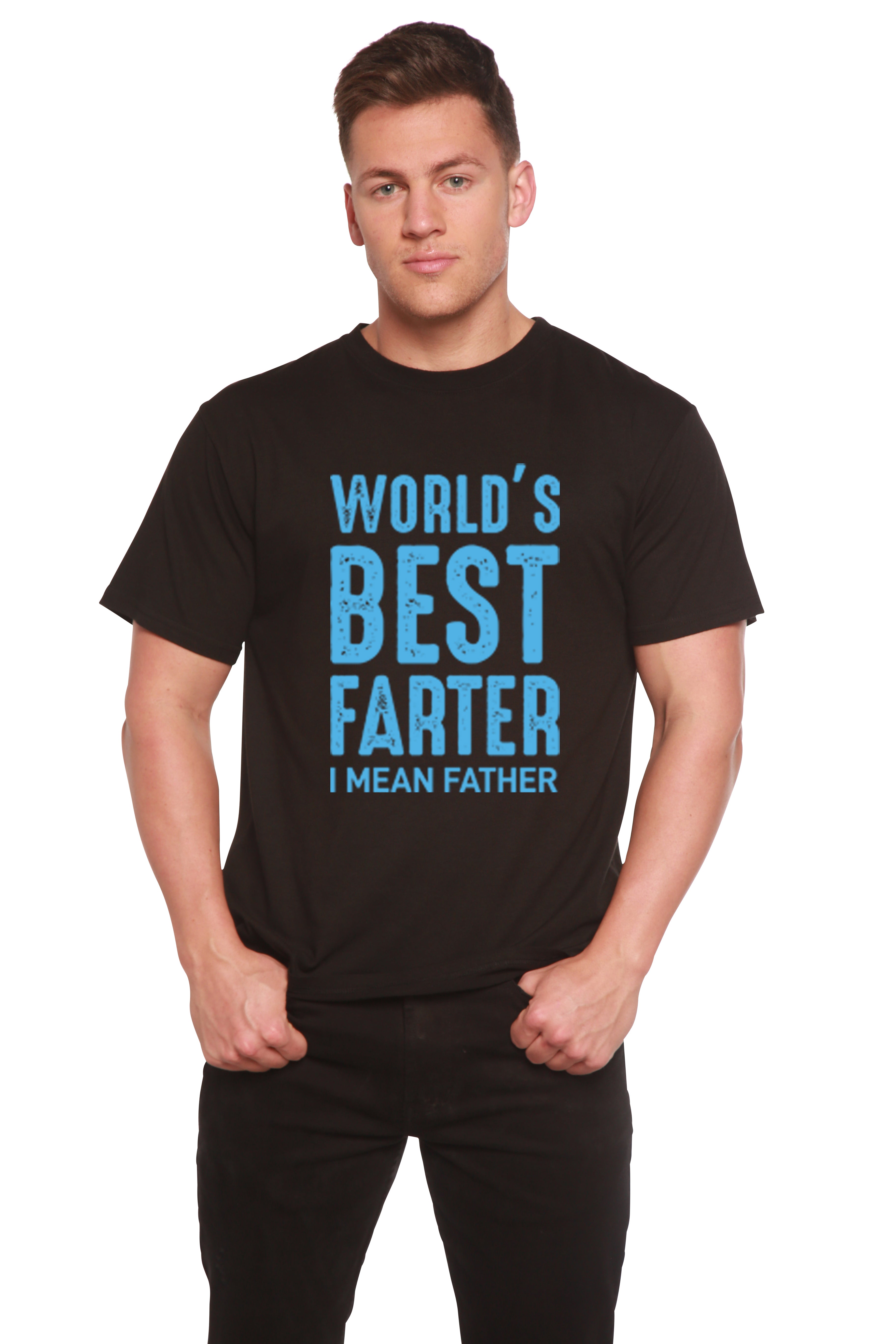 Camiseta de manga corta con estampado "El mejor pedorreador del mundo" de viscosa de bambú y algodón orgánico para hombre