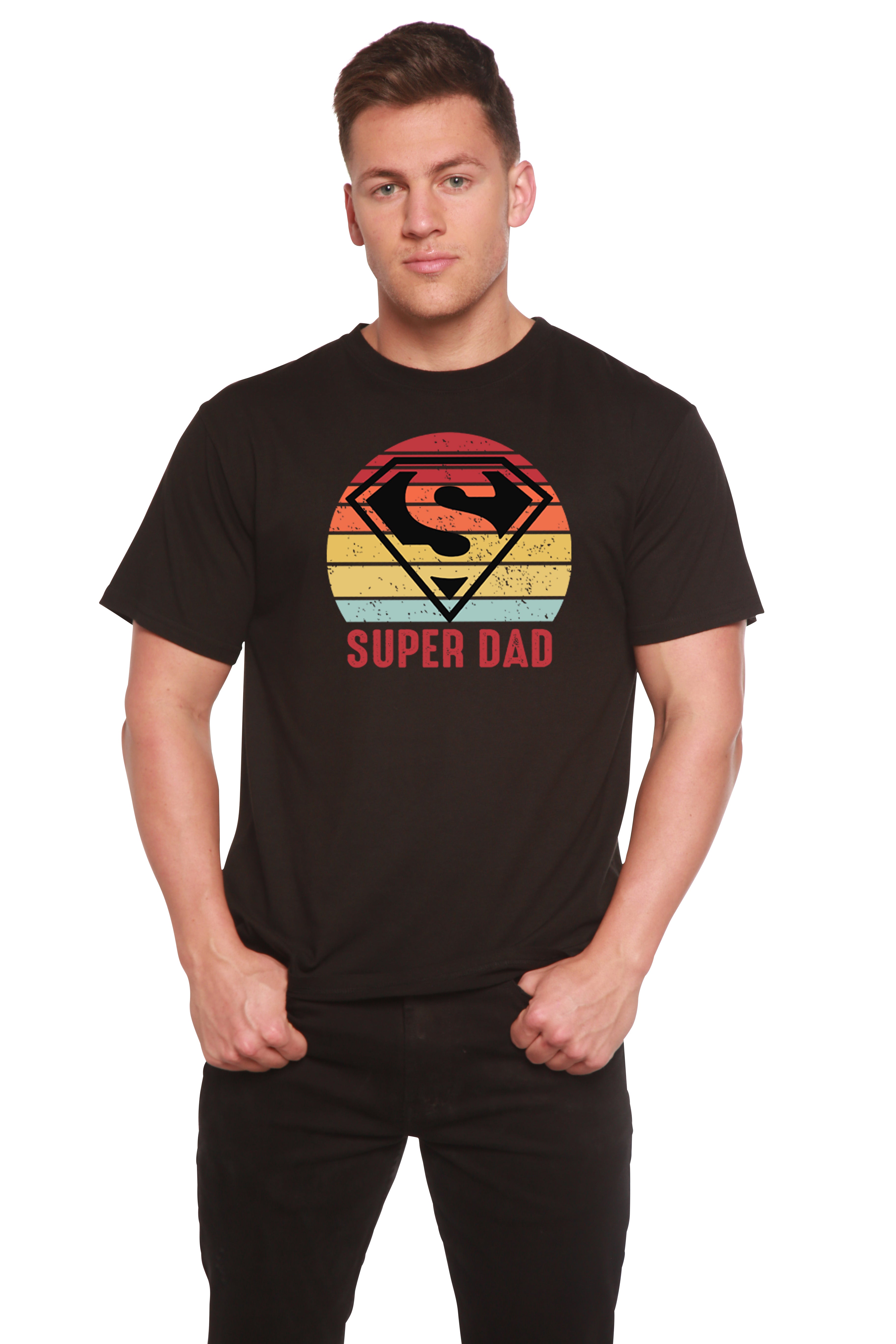 Camiseta gráfica de manga corta para hombre "Super Papá" de bambú viscosa/algodón orgánico