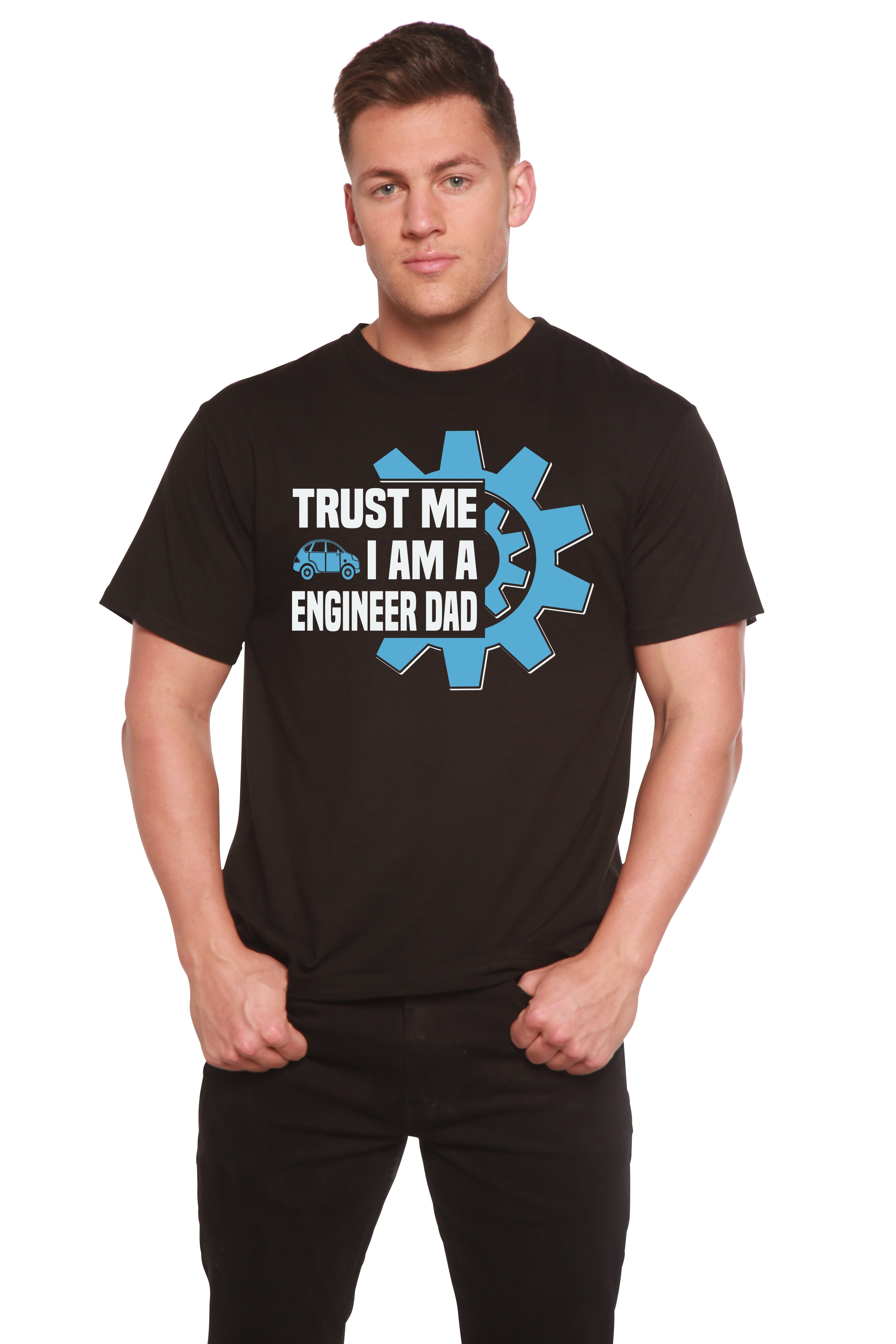 Confía en Mí, Soy un Papá Ingeniero. Camiseta Gráfica de Manga Corta de Viscosa de Bambú/Algodón Orgánico para Hombre