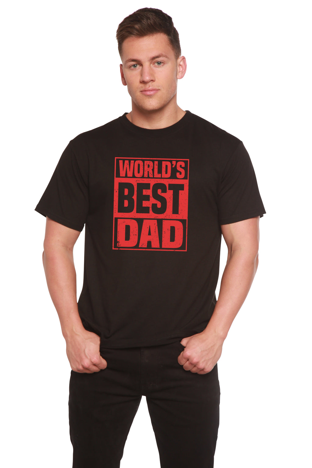 Camiseta Gráfica de Manga Corta para Hombre de Viscosa de Bambú y Algodón Orgánico "El Mejor Papá del Mundo"