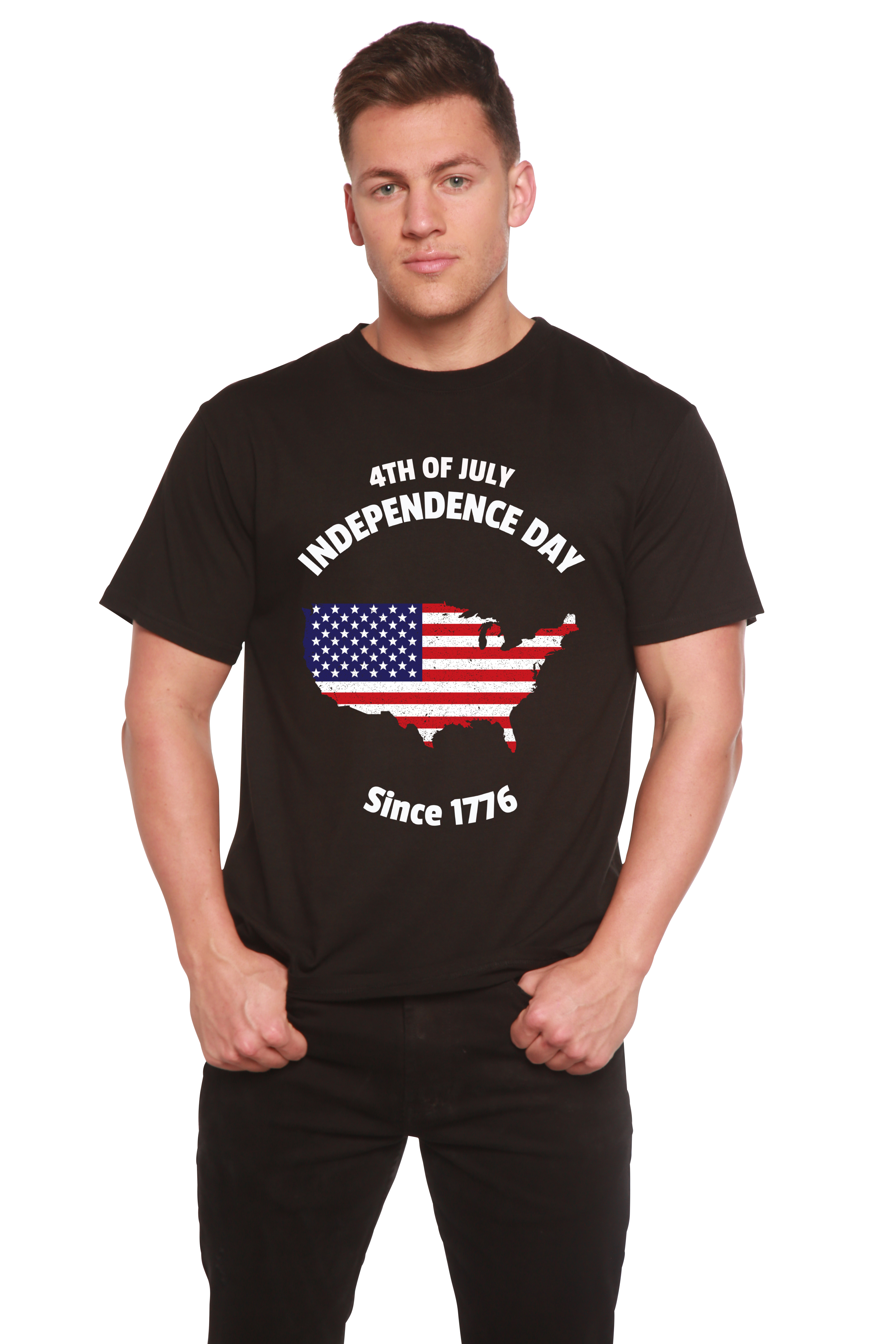 Camiseta gráfica de manga corta para hombre del 4 de julio de bambú/algodón orgánico