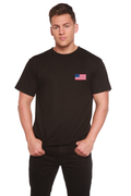Camiseta gráfica de manga corta de bambú/algodón orgánico para hombre con la bandera estadounidense