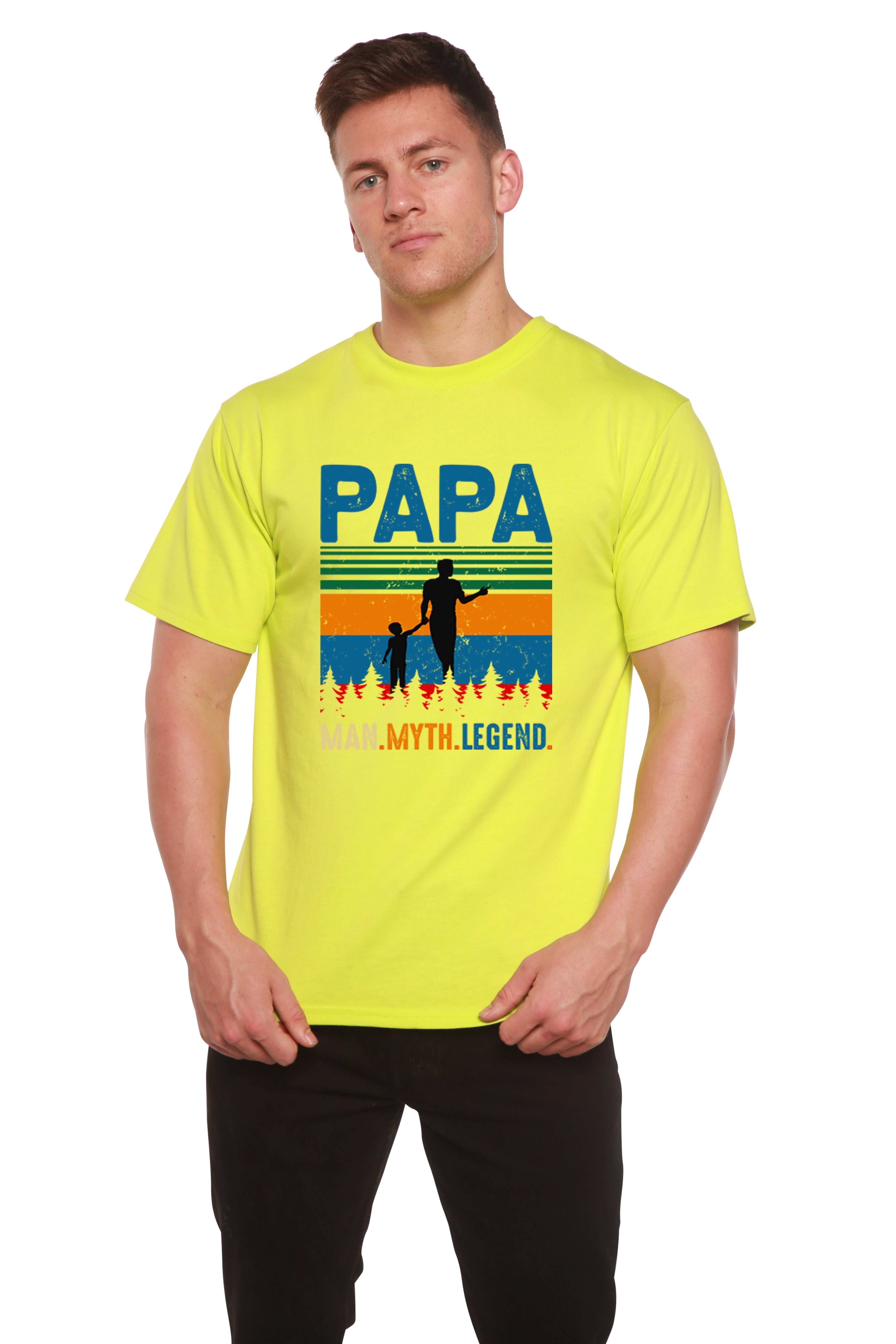 Camiseta de manga corta con estampado "Papa Man, Myth, Legend" de bambú, viscosa y algodón orgánico para hombre