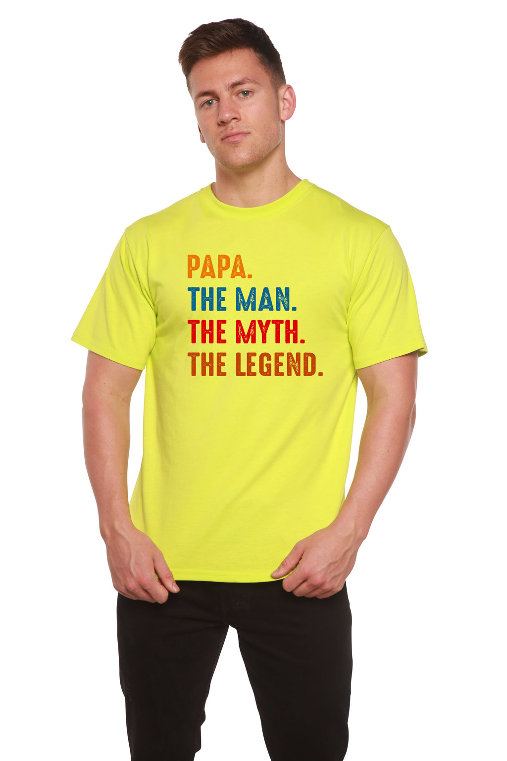 Papa, el Hombre, el Mito, la Leyenda Camiseta gráfica de manga corta de viscosa de bambú/algodón orgánico para hombre
