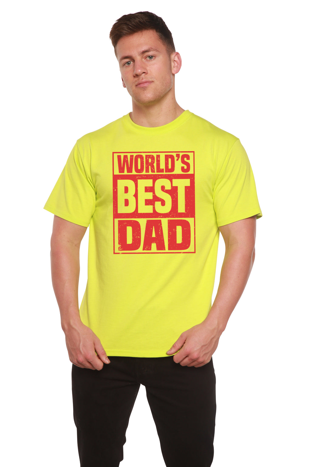 Camiseta Gráfica de Manga Corta para Hombre de Viscosa de Bambú y Algodón Orgánico "El Mejor Papá del Mundo"