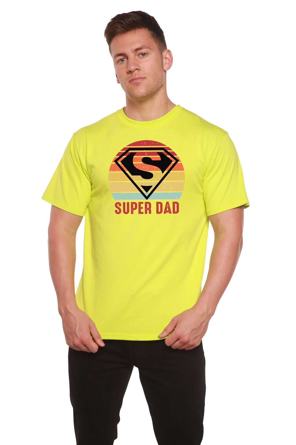 Camiseta gráfica de manga corta para hombre "Super Papá" de bambú viscosa/algodón orgánico