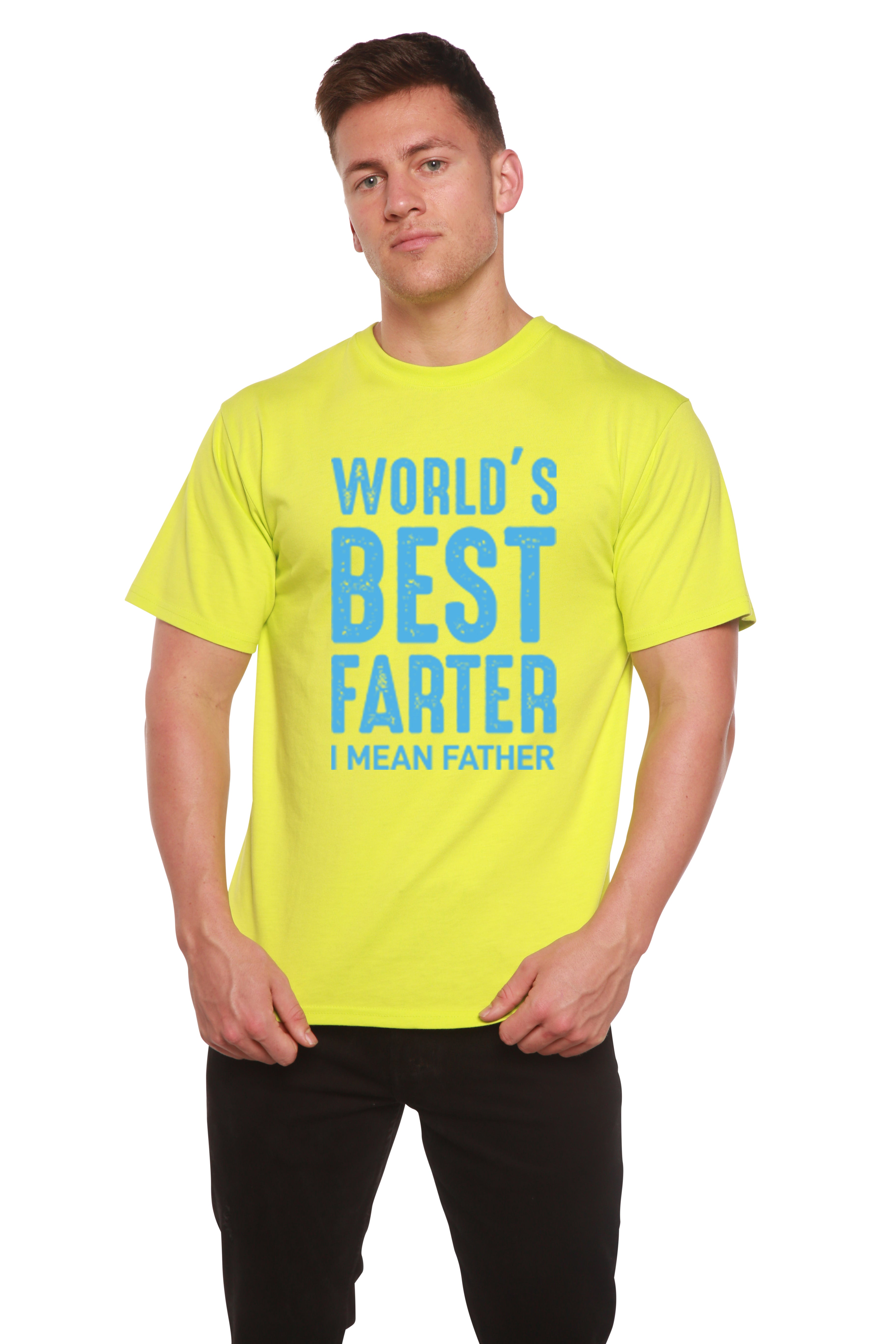 Camiseta de manga corta con estampado "El mejor pedorreador del mundo" de viscosa de bambú y algodón orgánico para hombre