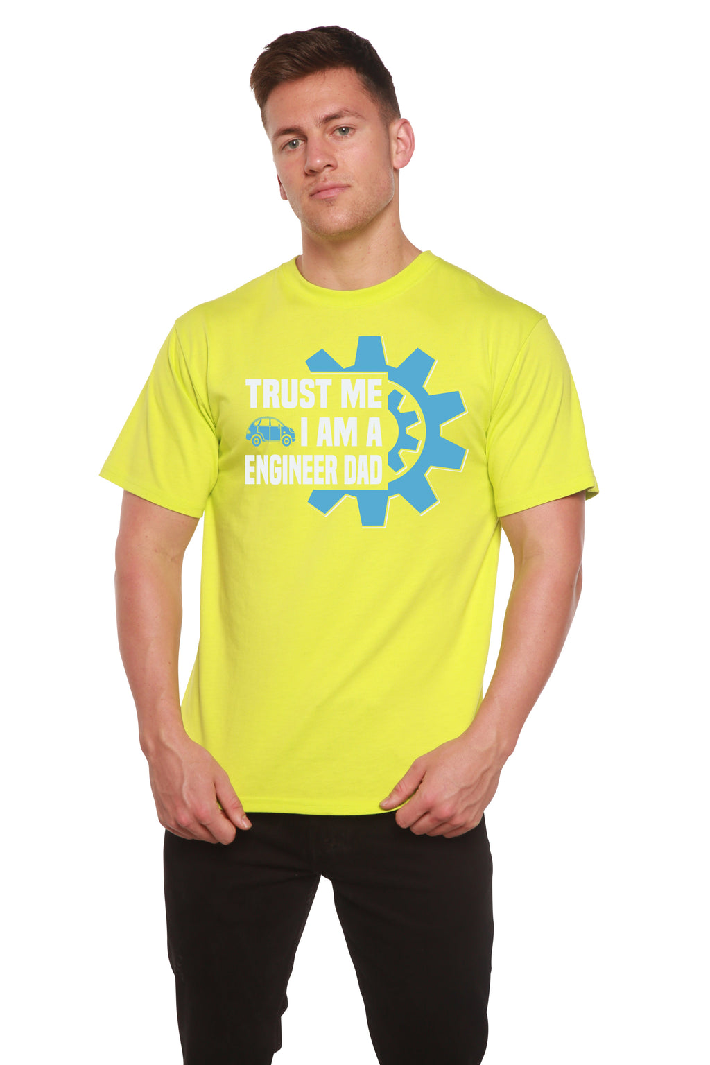 Confía en Mí, Soy un Papá Ingeniero. Camiseta Gráfica de Manga Corta de Viscosa de Bambú/Algodón Orgánico para Hombre