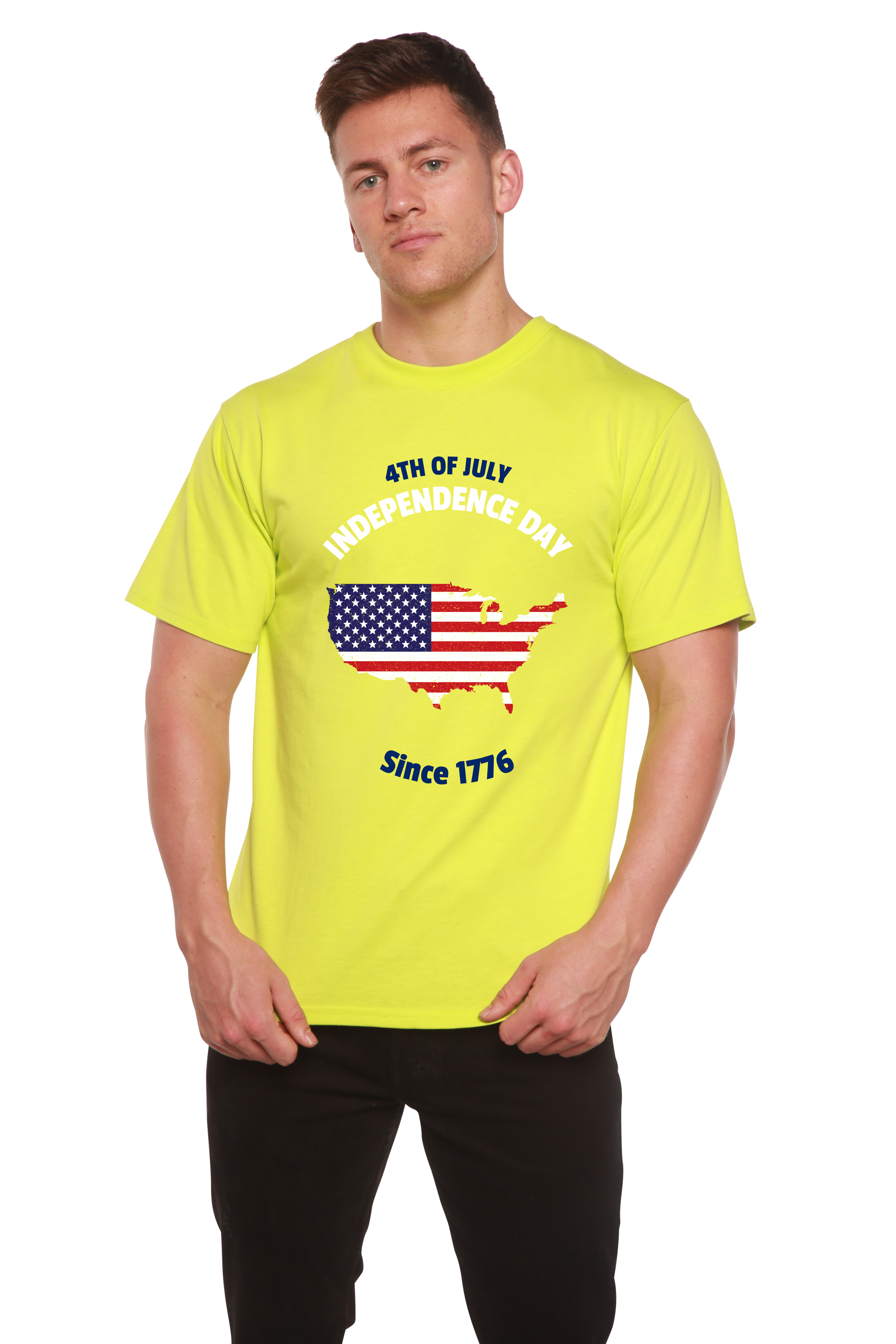 Camiseta gráfica de manga corta para hombre del 4 de julio de bambú/algodón orgánico