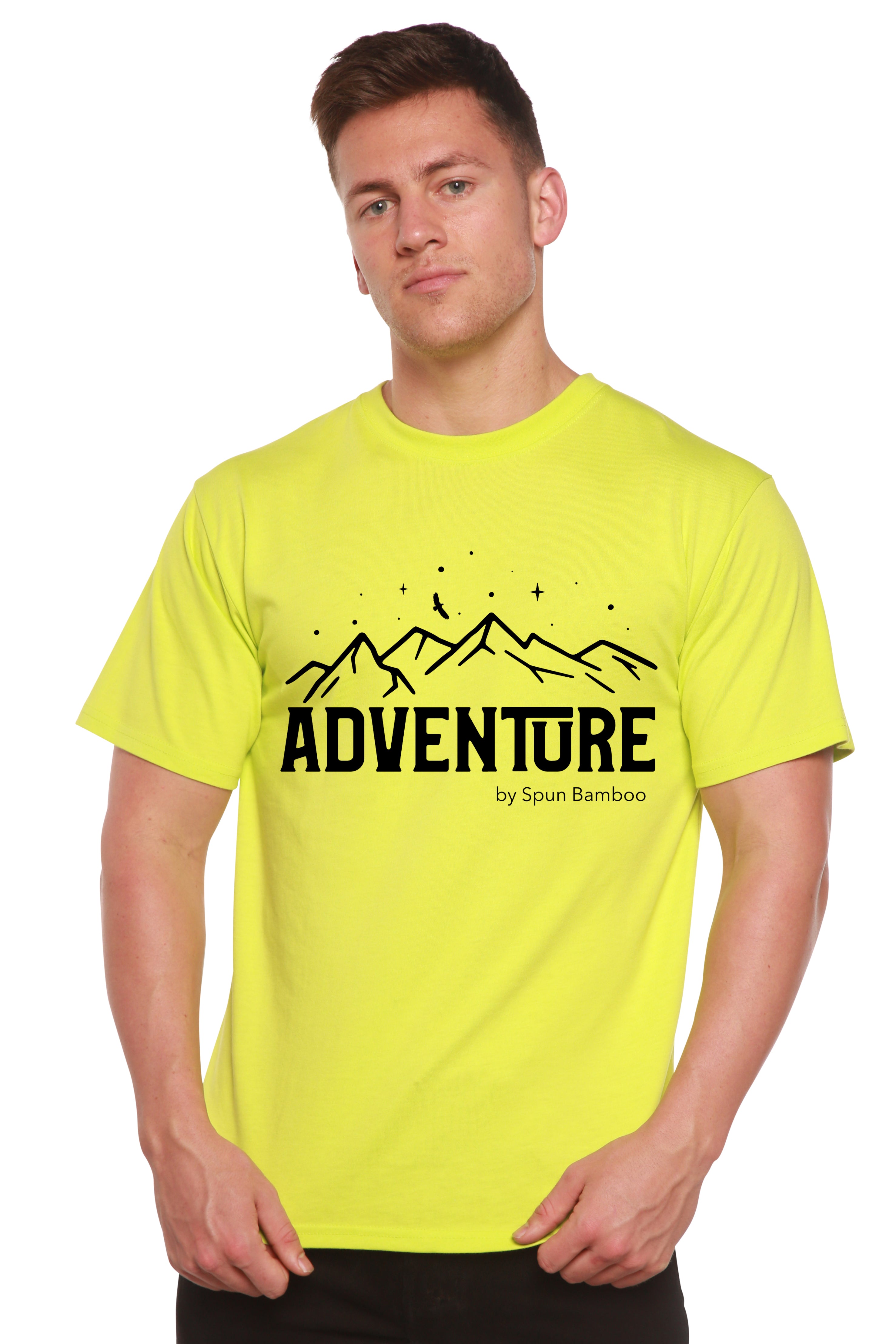 Camiseta de Manga Corta Estampada de Viscosa de Bambú/Algodón Orgánico "Adventure" para Hombre
