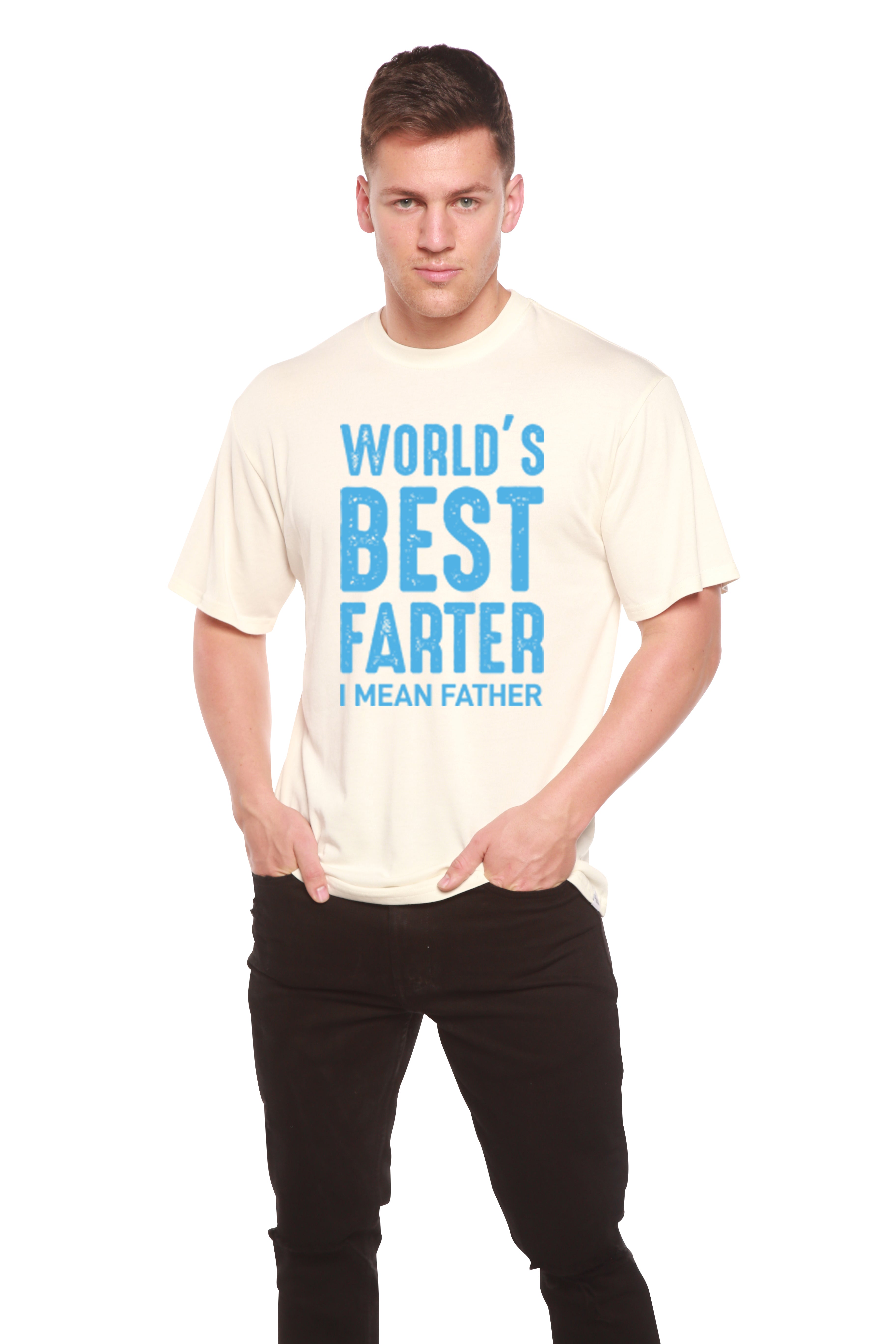 Camiseta de manga corta con estampado "El mejor pedorreador del mundo" de viscosa de bambú y algodón orgánico para hombre