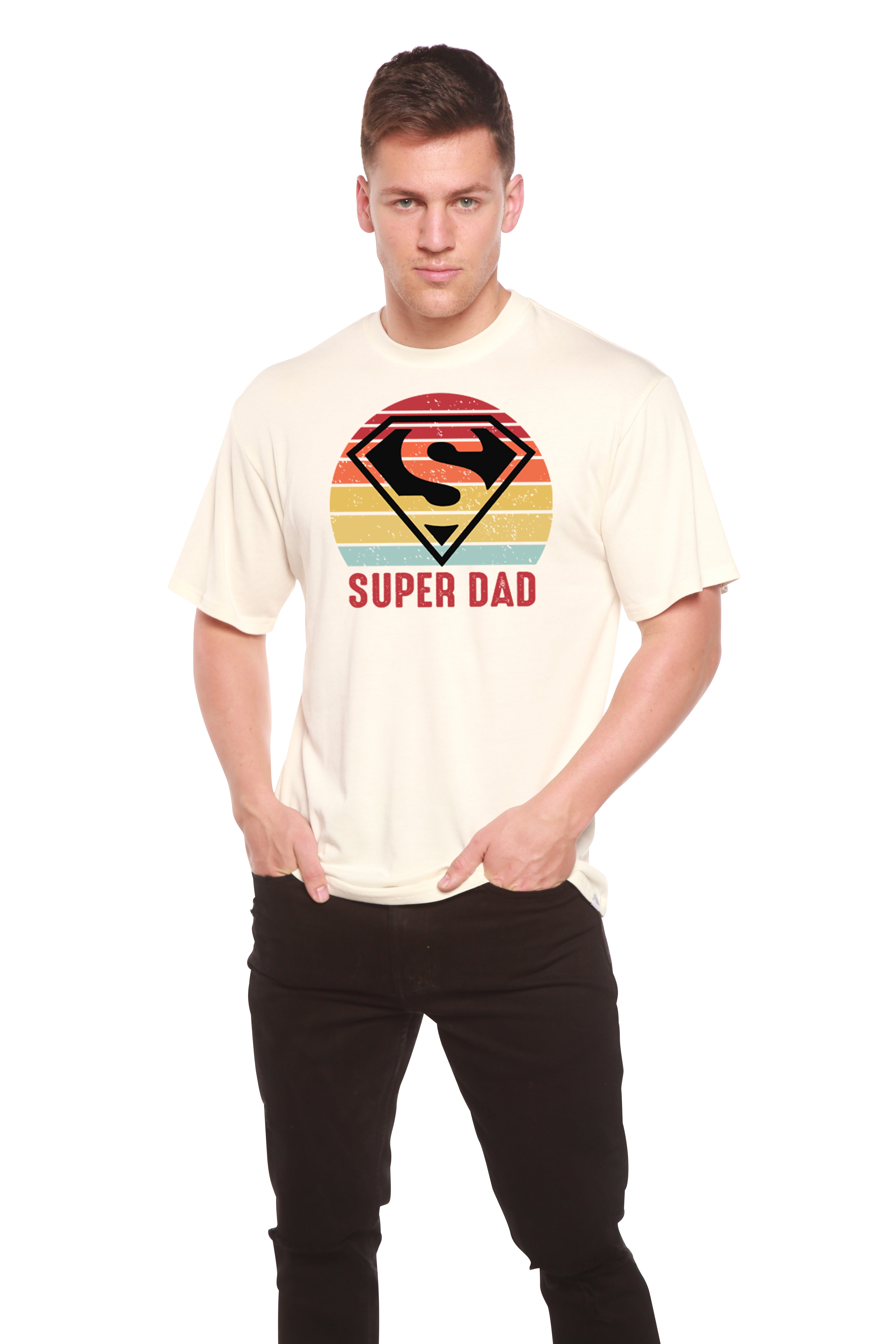 Camiseta gráfica de manga corta para hombre "Super Papá" de bambú viscosa/algodón orgánico