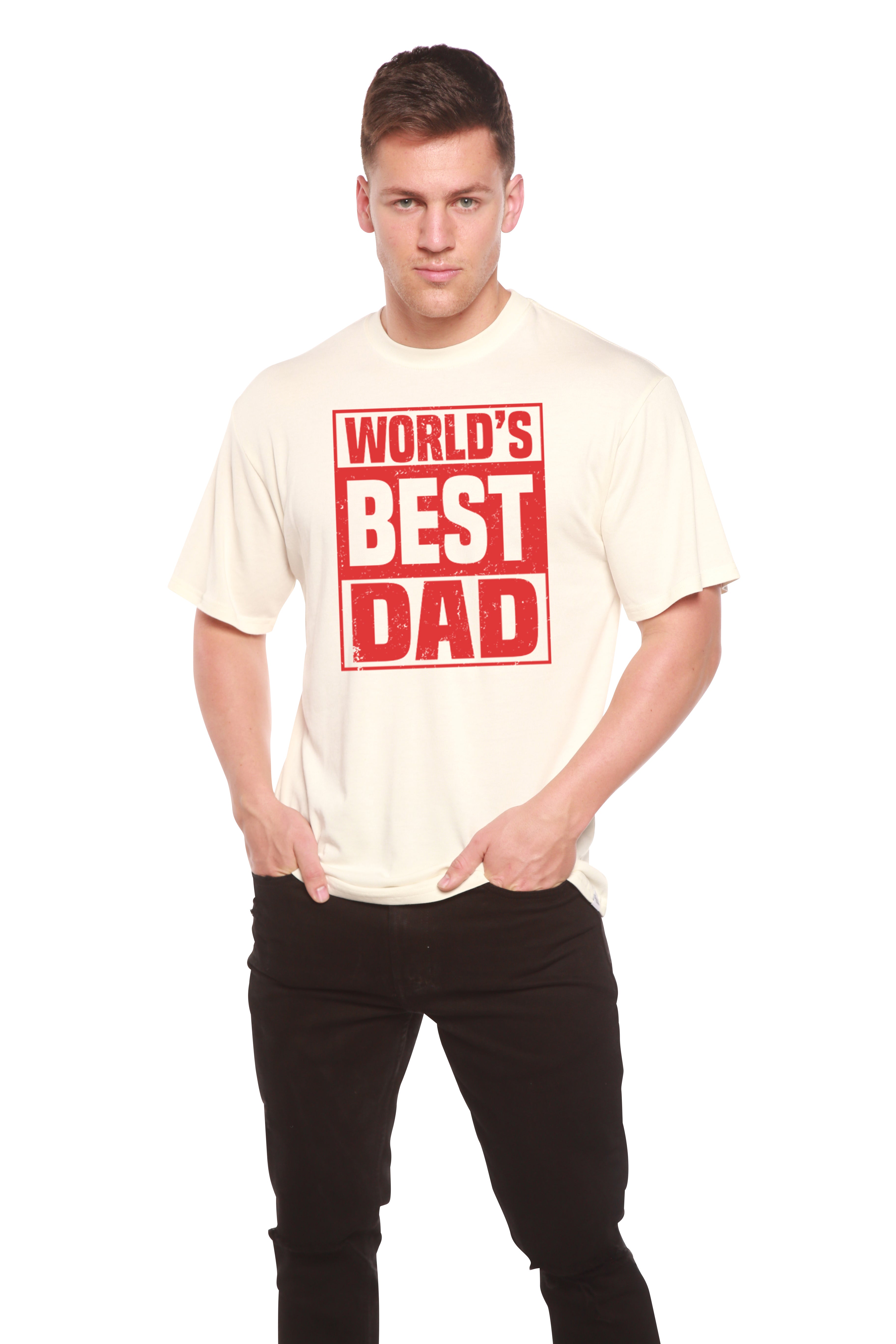 Camiseta Gráfica de Manga Corta para Hombre de Viscosa de Bambú y Algodón Orgánico "El Mejor Papá del Mundo"