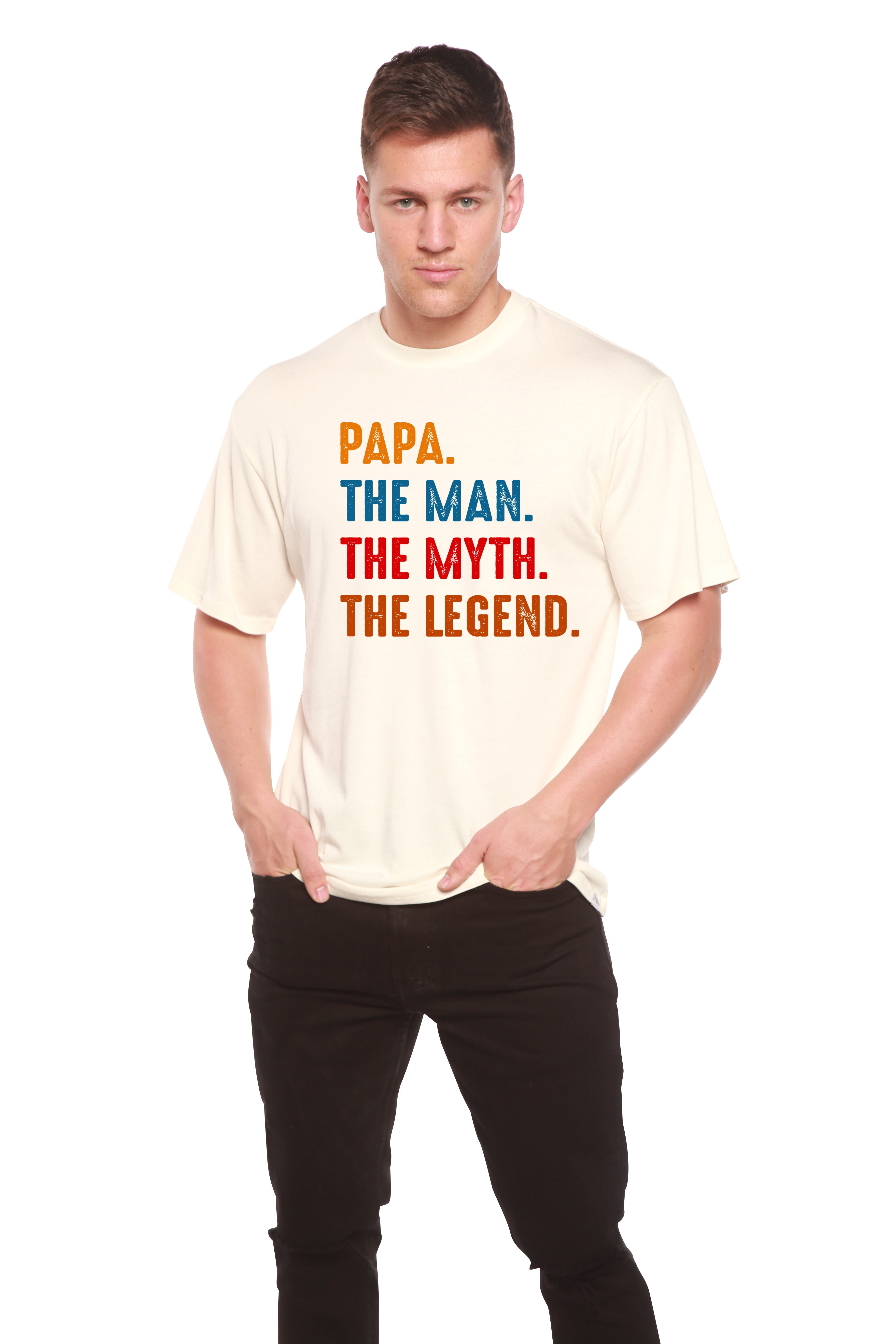 Papa, el Hombre, el Mito, la Leyenda Camiseta gráfica de manga corta de viscosa de bambú/algodón orgánico para hombre