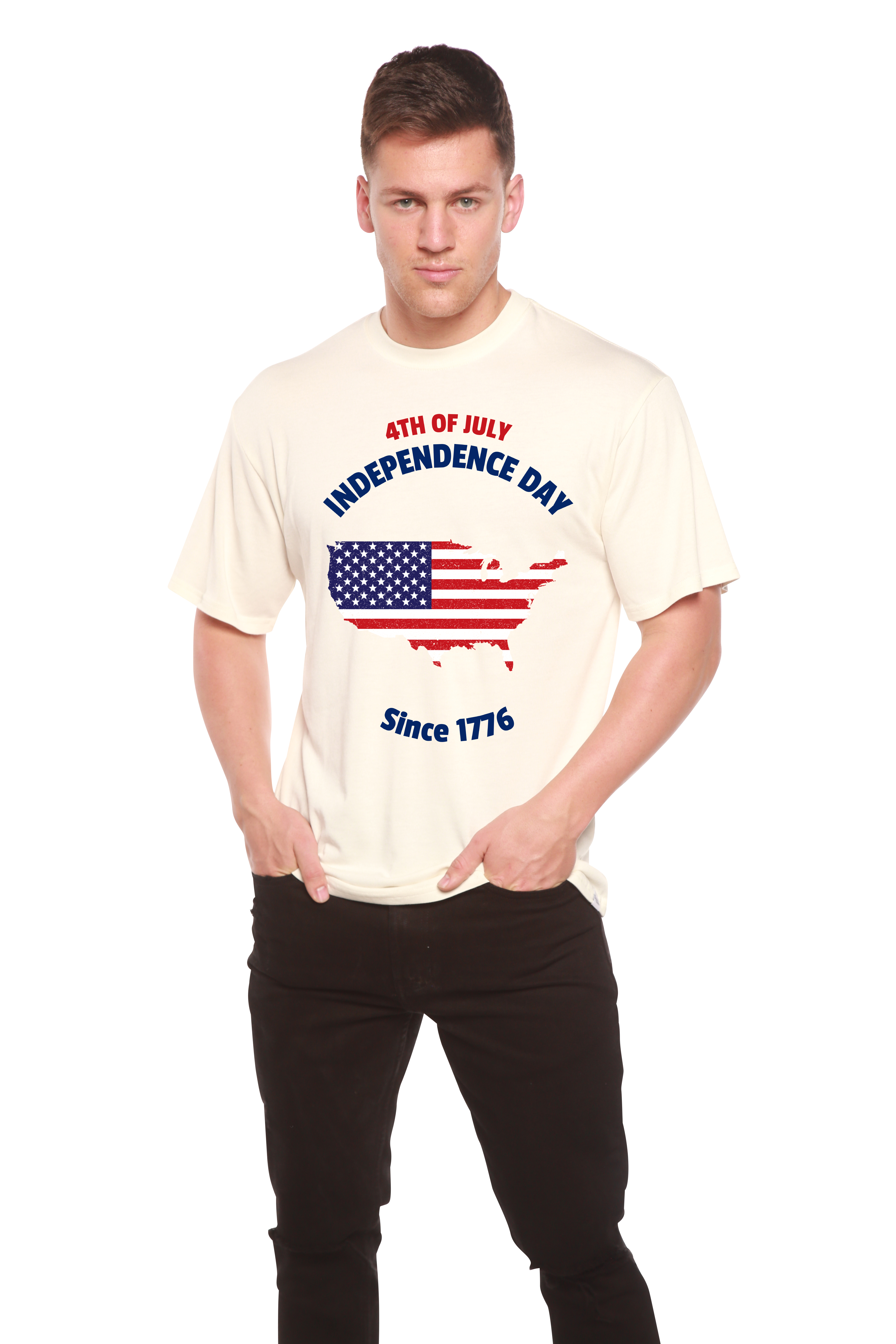Camiseta gráfica de manga corta para hombre del 4 de julio de bambú/algodón orgánico