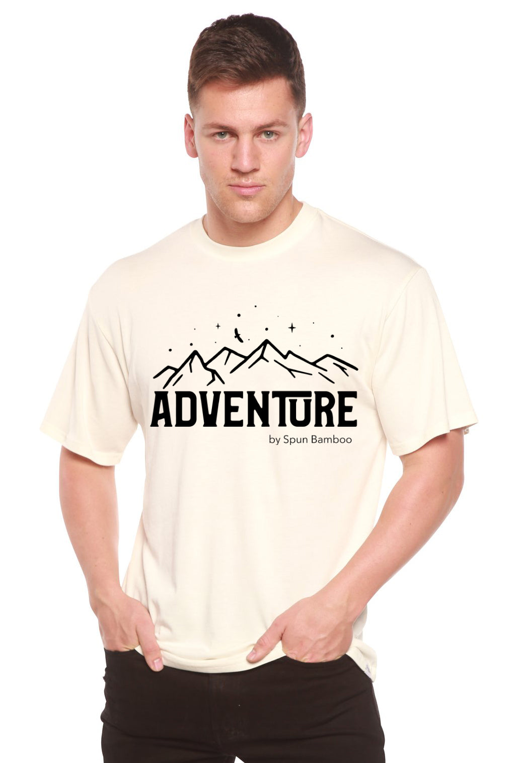 Camiseta de Manga Corta Estampada de Viscosa de Bambú/Algodón Orgánico "Adventure" para Hombre