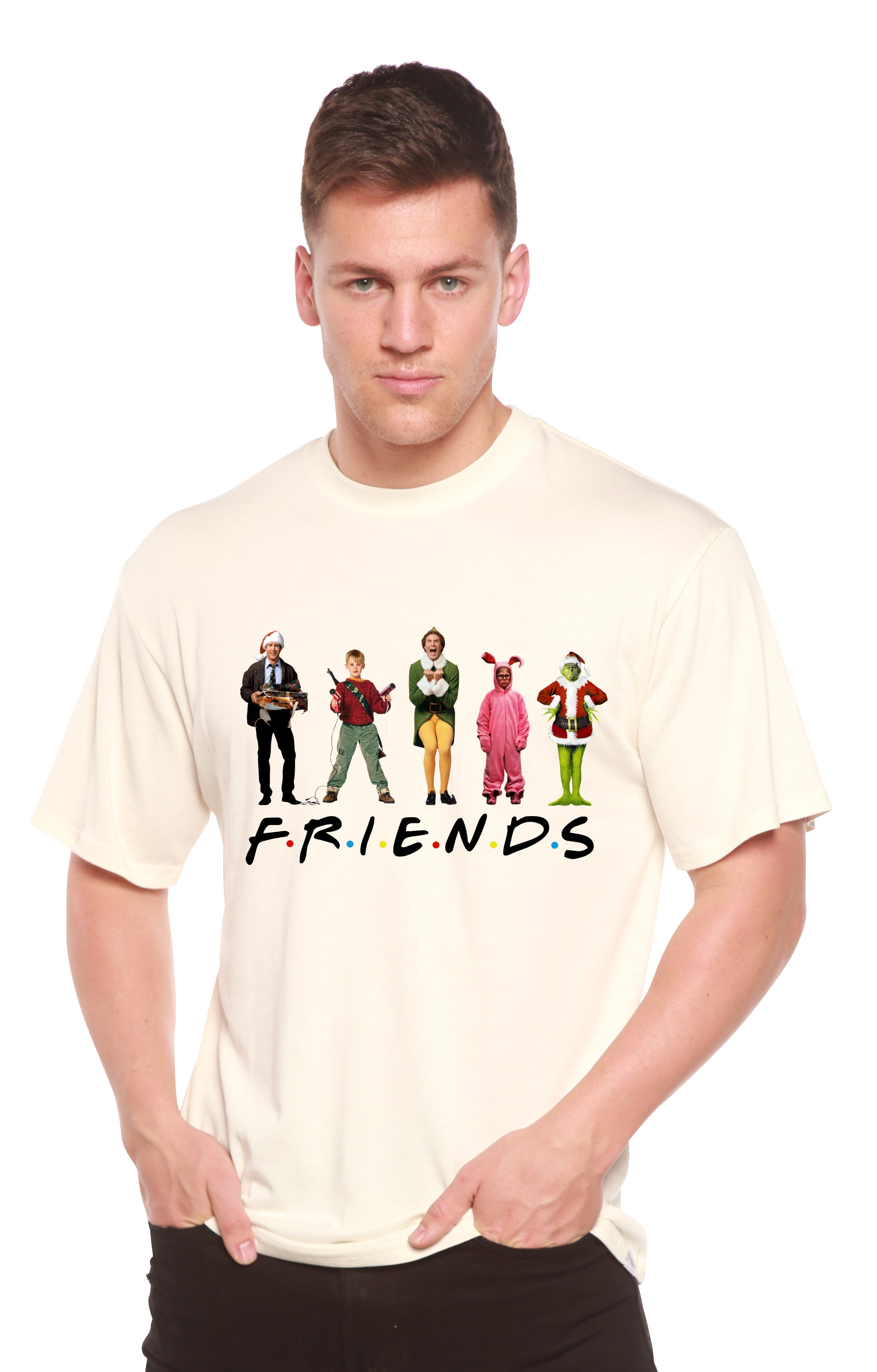 Camiseta de bambú para hombre con estampado de películas navideñas divertidas