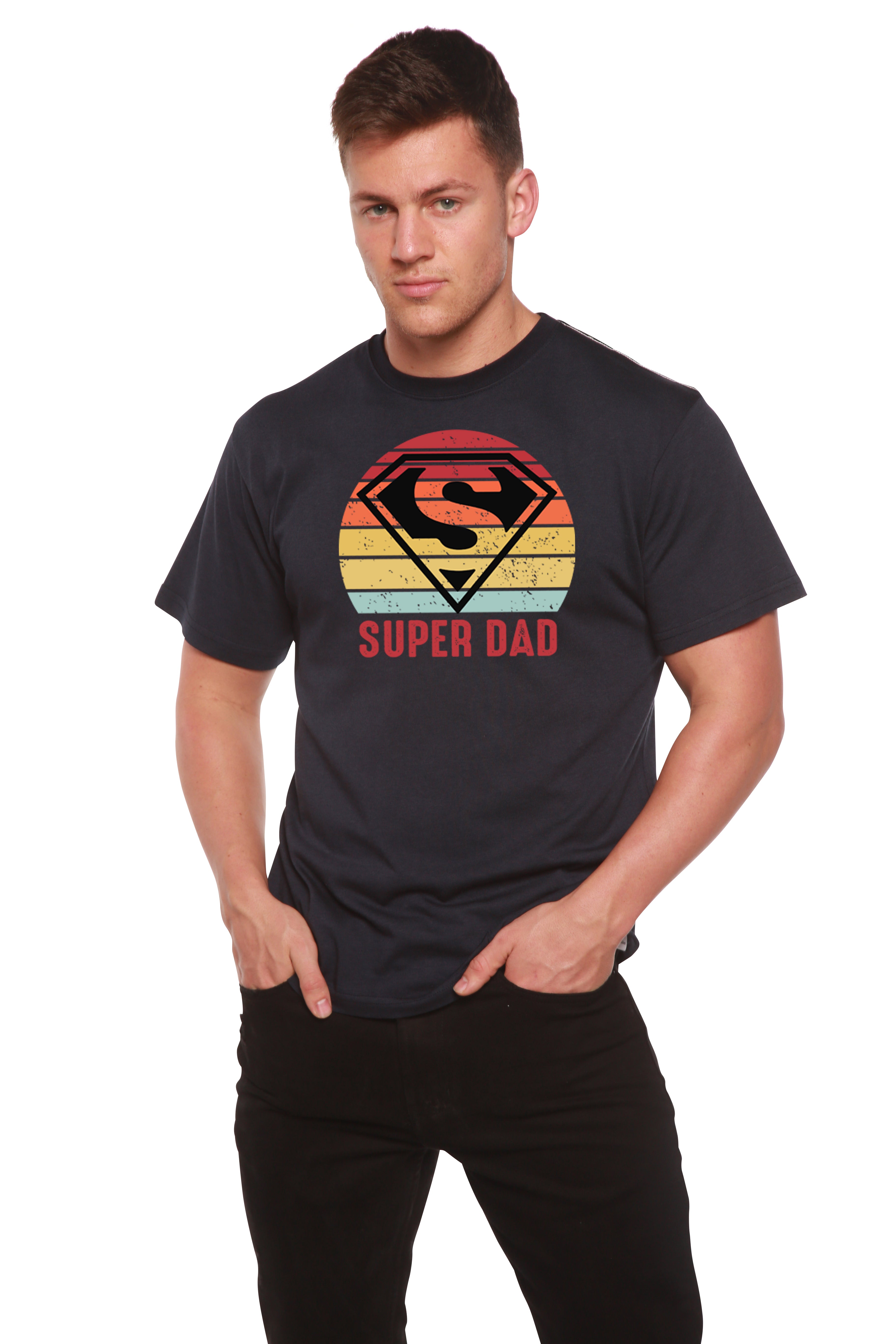 Camiseta gráfica de manga corta para hombre "Super Papá" de bambú viscosa/algodón orgánico