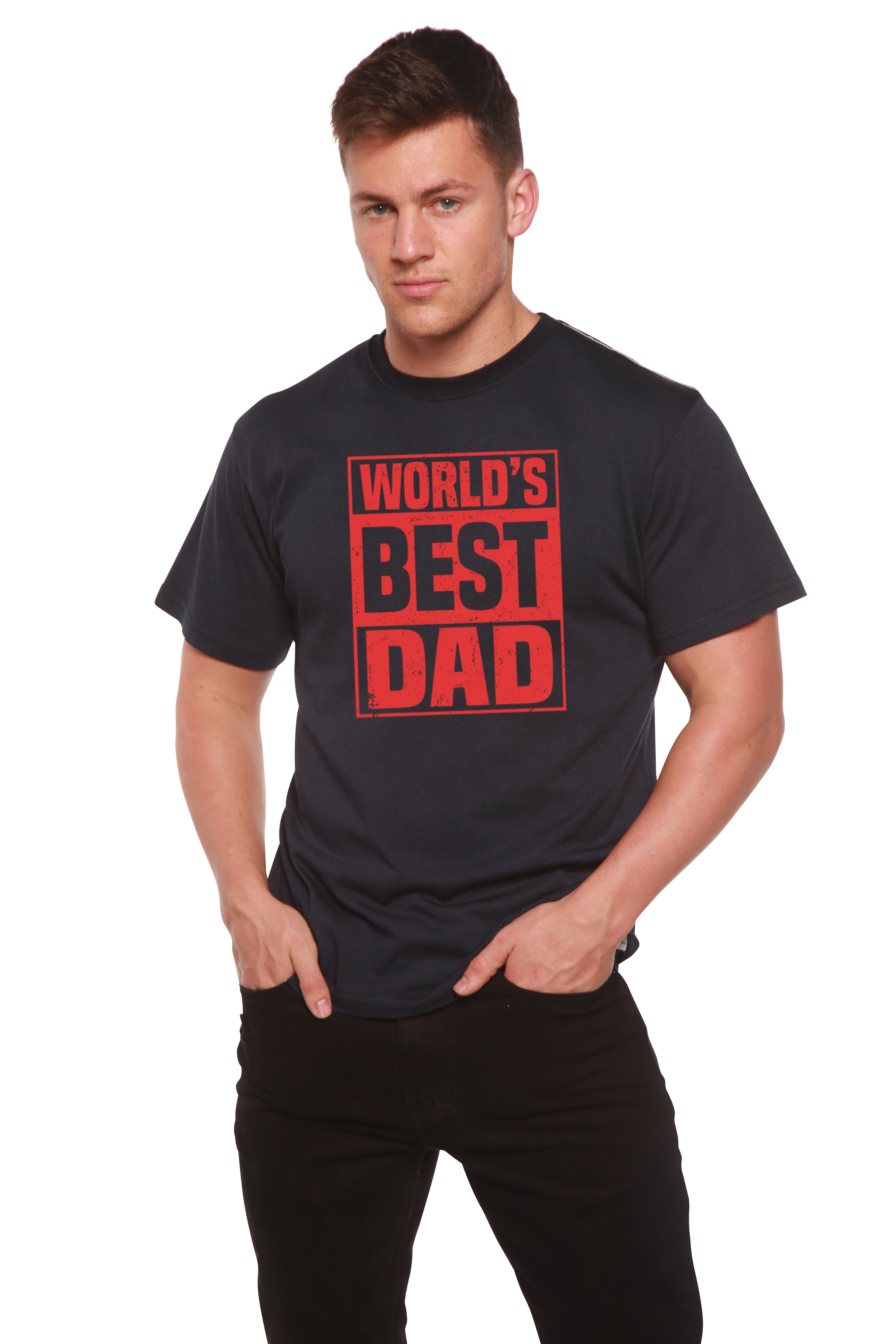 Camiseta Gráfica de Manga Corta para Hombre de Viscosa de Bambú y Algodón Orgánico "El Mejor Papá del Mundo"