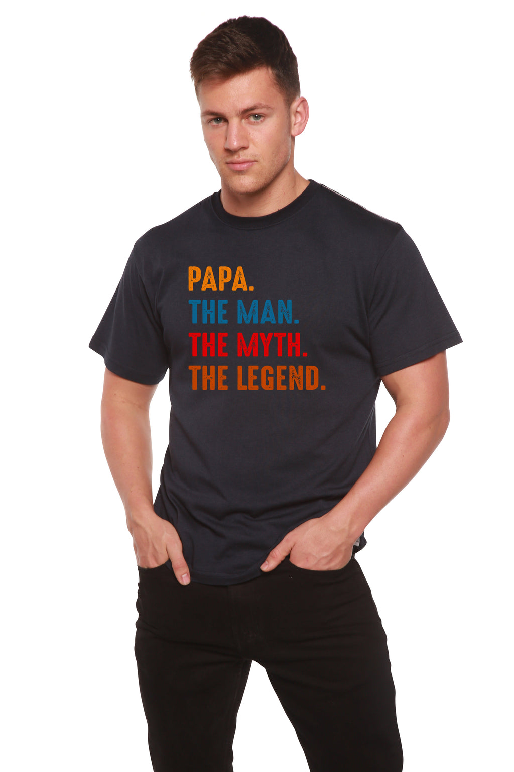 Papa, el Hombre, el Mito, la Leyenda Camiseta gráfica de manga corta de viscosa de bambú/algodón orgánico para hombre