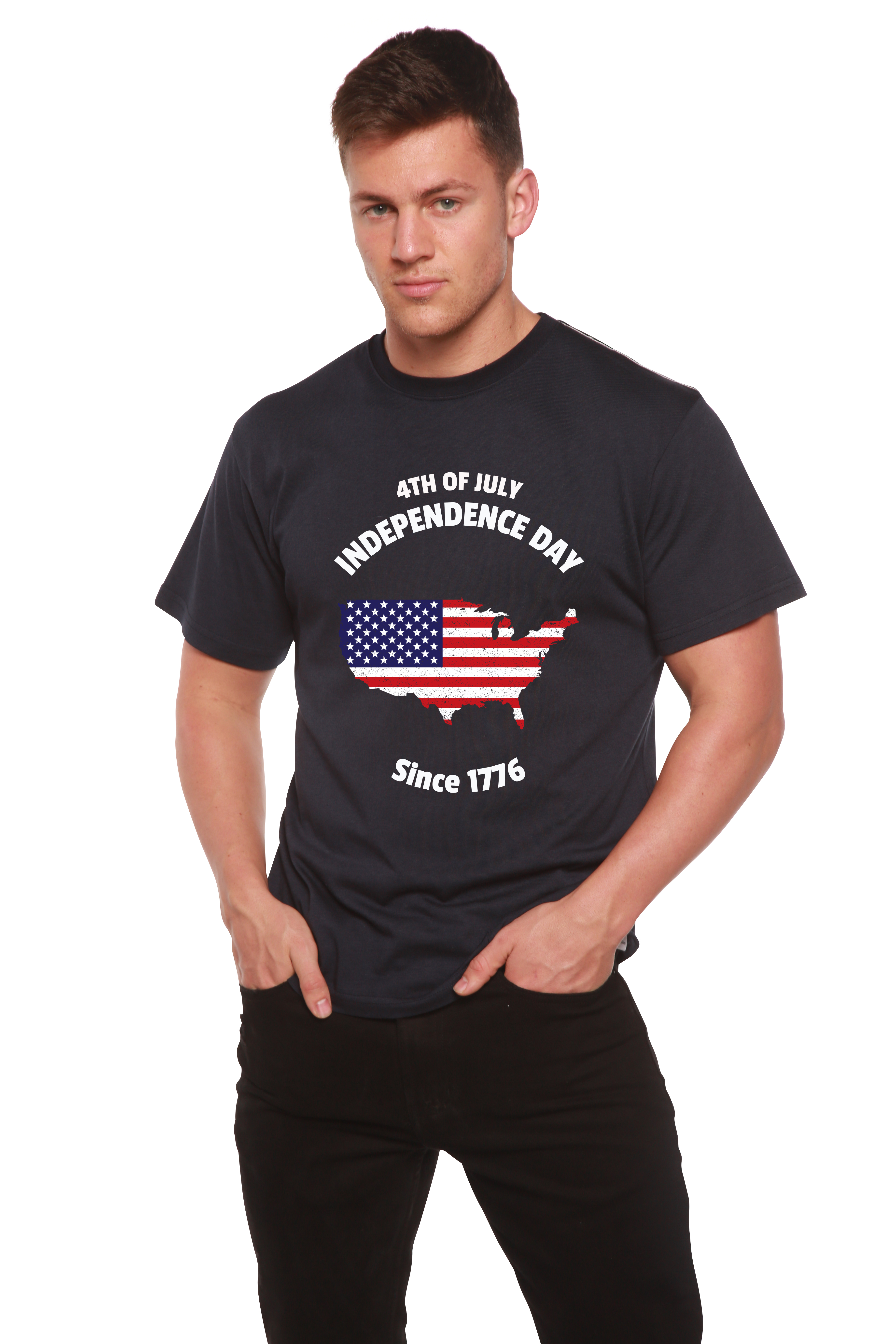 Camiseta gráfica de manga corta para hombre del 4 de julio de bambú/algodón orgánico
