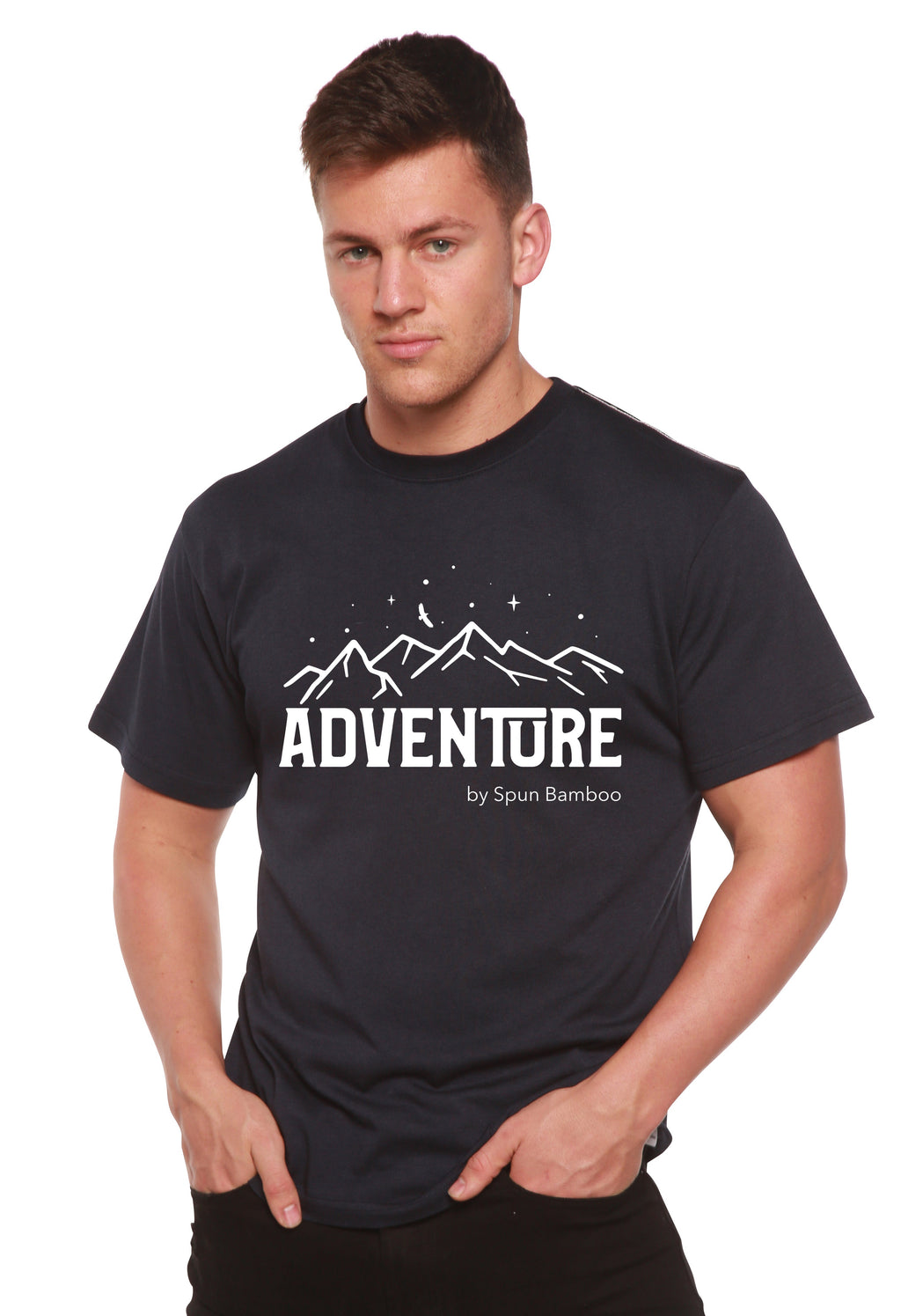 Camiseta de Manga Corta Estampada de Viscosa de Bambú/Algodón Orgánico "Adventure" para Hombre