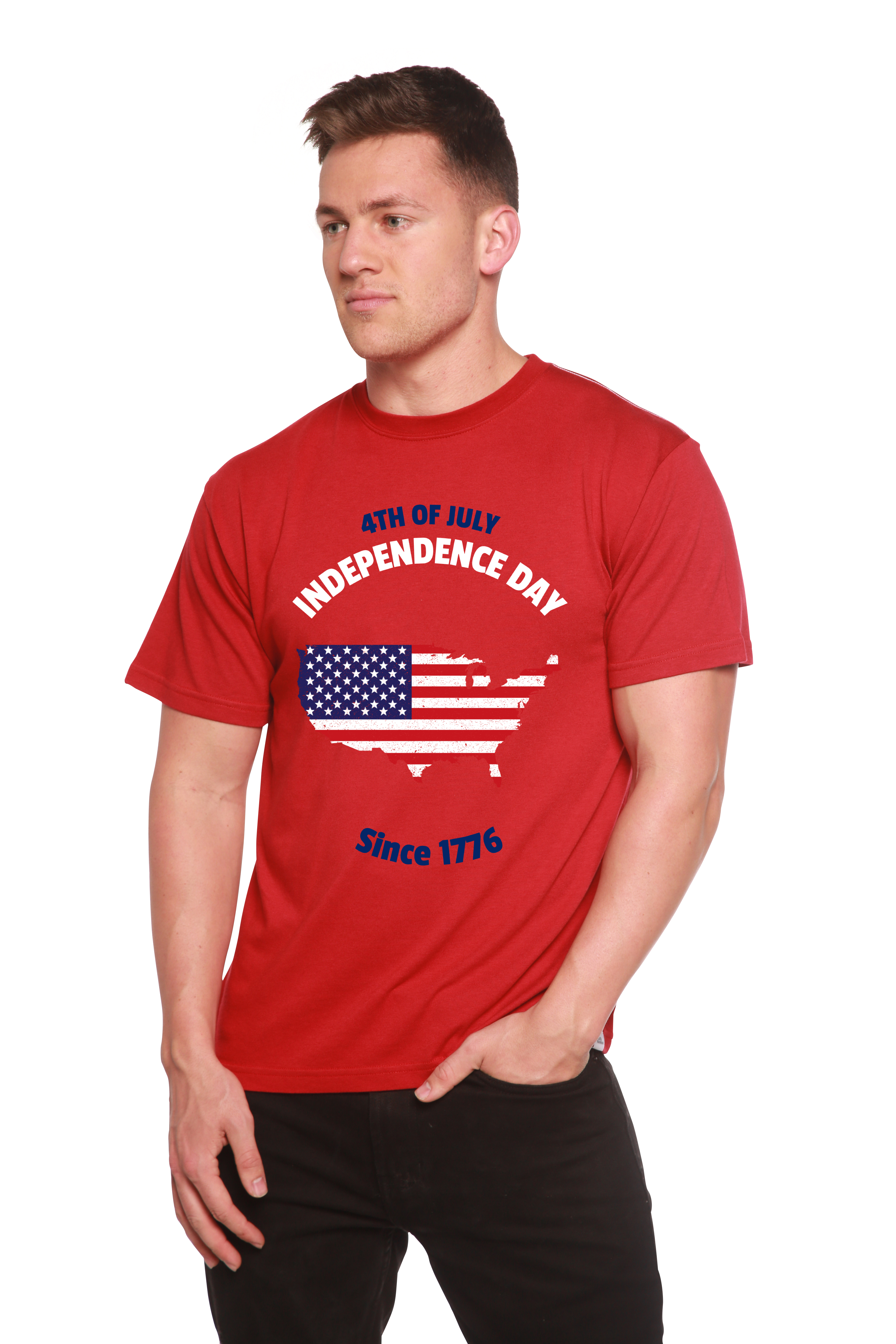 Camiseta gráfica de manga corta para hombre del 4 de julio de bambú/algodón orgánico