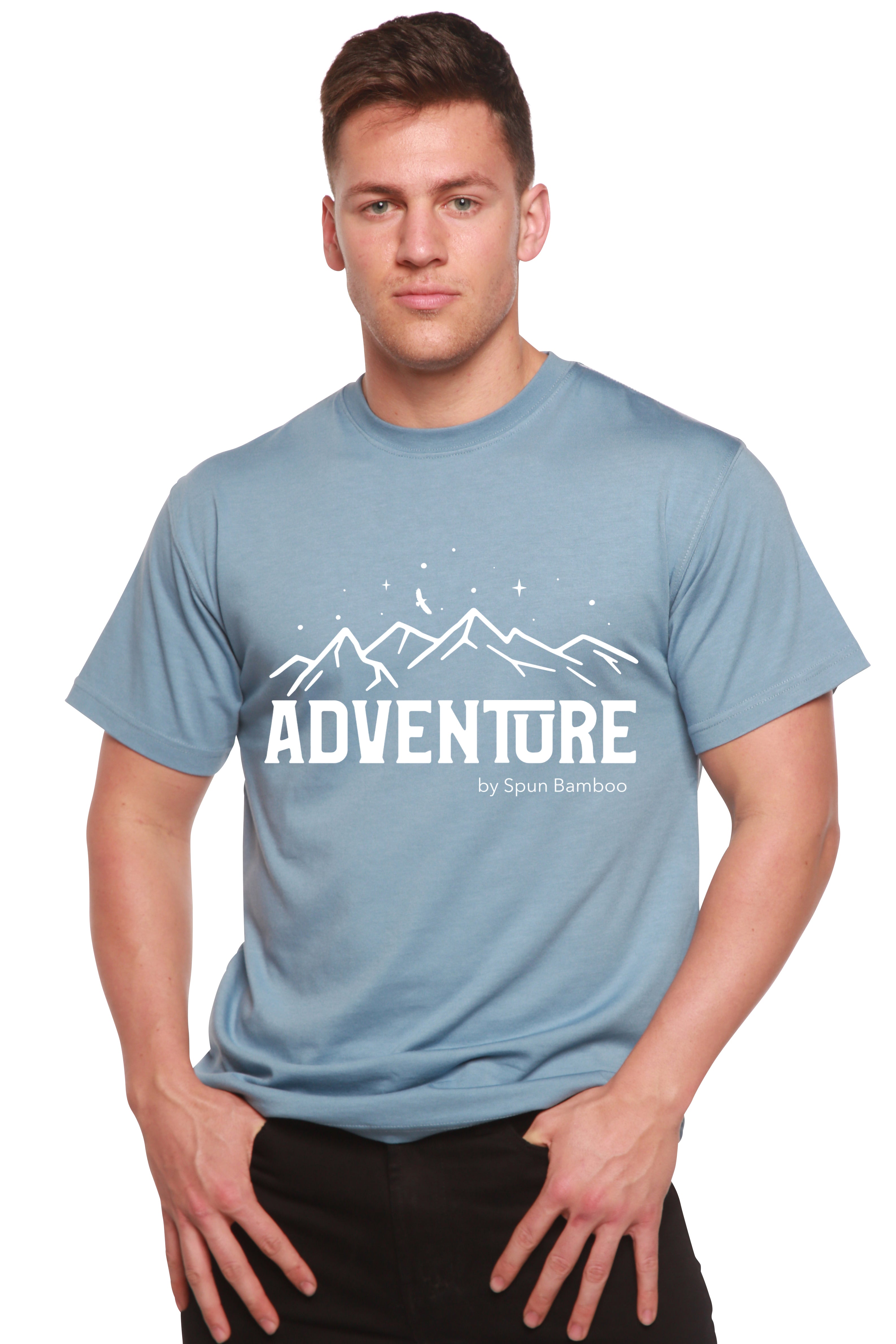Camiseta de Manga Corta Estampada de Viscosa de Bambú/Algodón Orgánico "Adventure" para Hombre