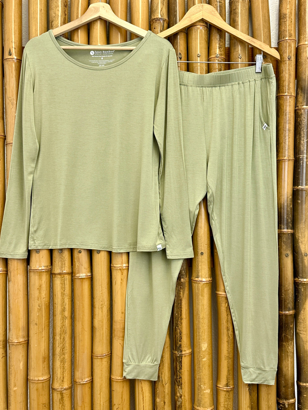 Conjunto de pijama de bambú para mujer - Camiseta de manga larga y pantalón jogger