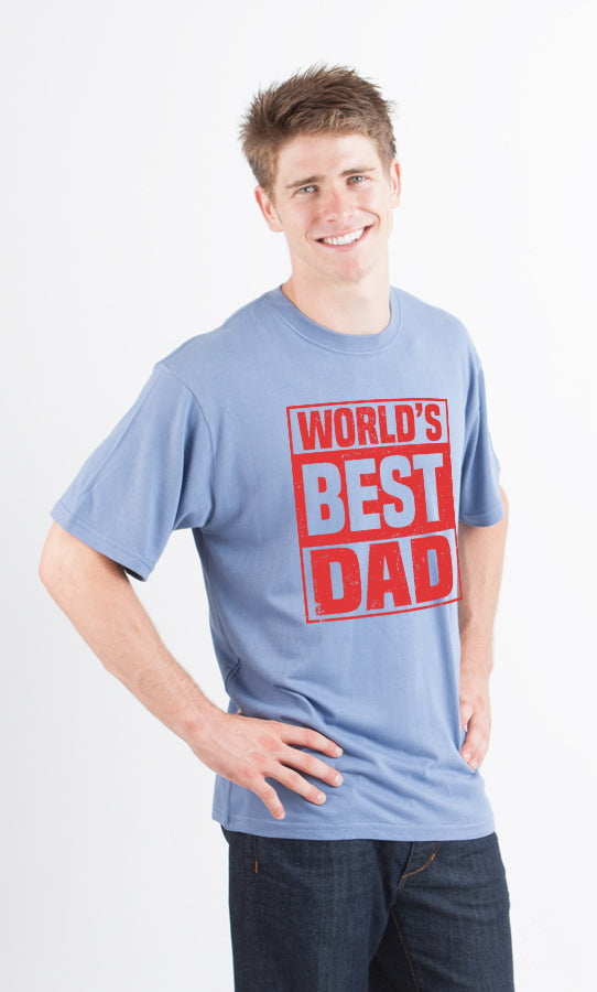 Camiseta Gráfica de Manga Corta para Hombre de Viscosa de Bambú y Algodón Orgánico "El Mejor Papá del Mundo"