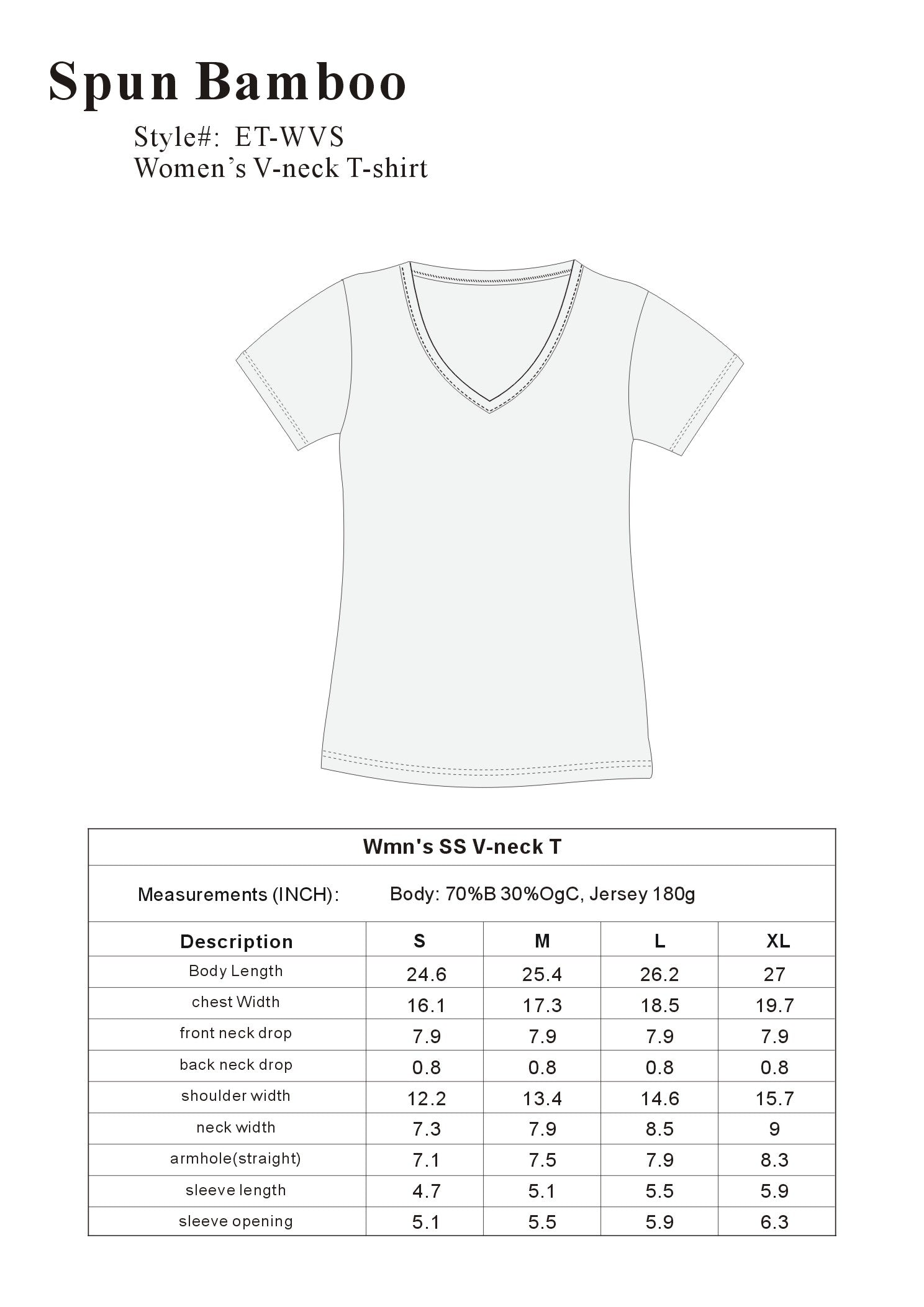 Liquidación Camiseta de bambú con cuello en V y manga corta para mujer