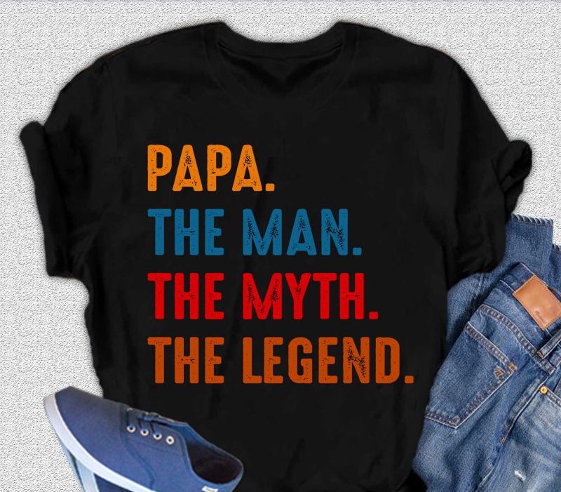Papa, el Hombre, el Mito, la Leyenda Camiseta gráfica de manga corta de viscosa de bambú/algodón orgánico para hombre